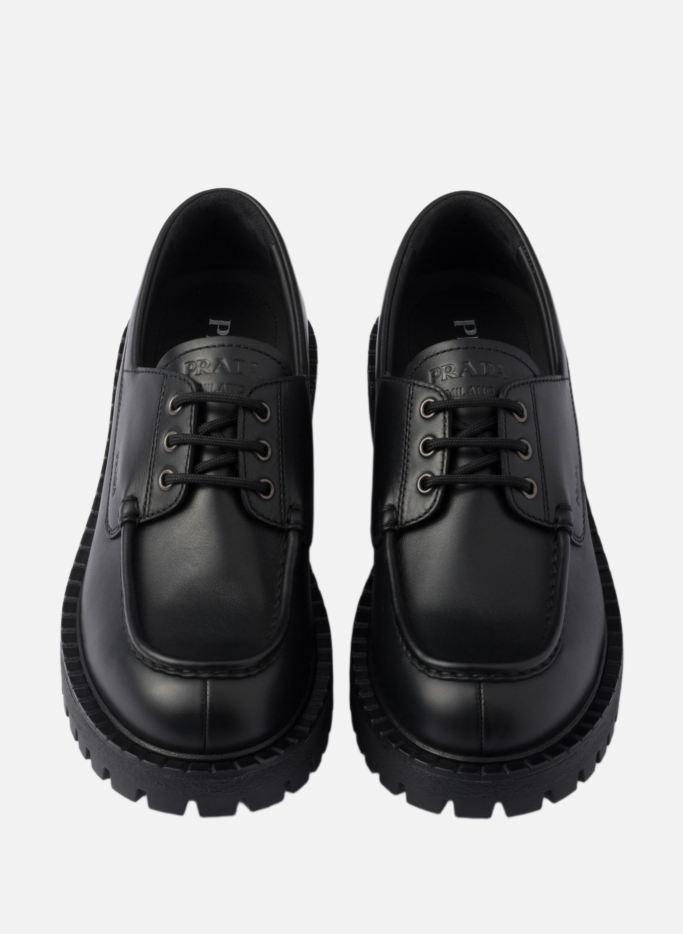 Mocassins en cuir à lacets PRADA Noir
