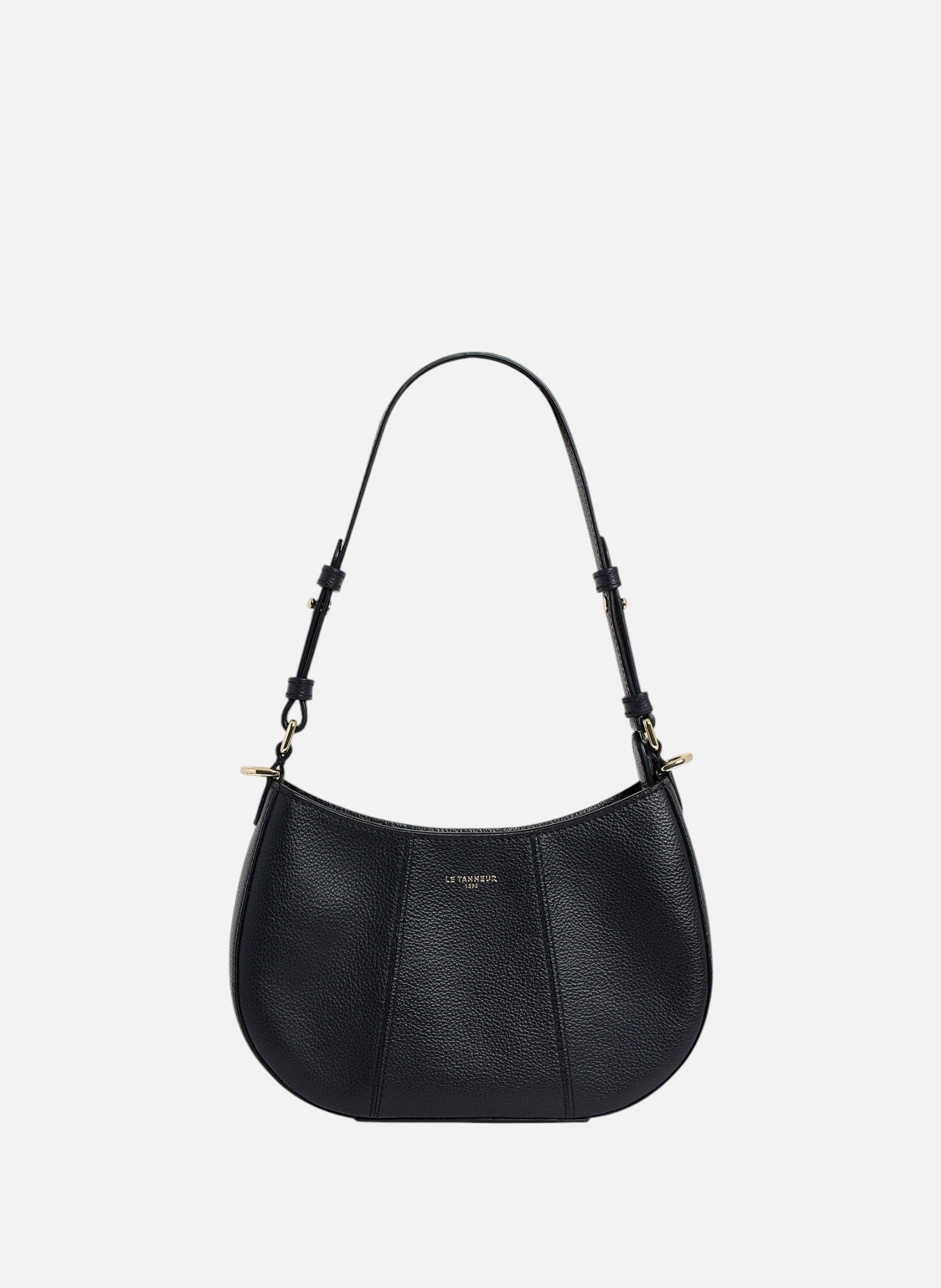 Petit sac demi-lune juliette en cuir grainé LE TANNEUR Noir