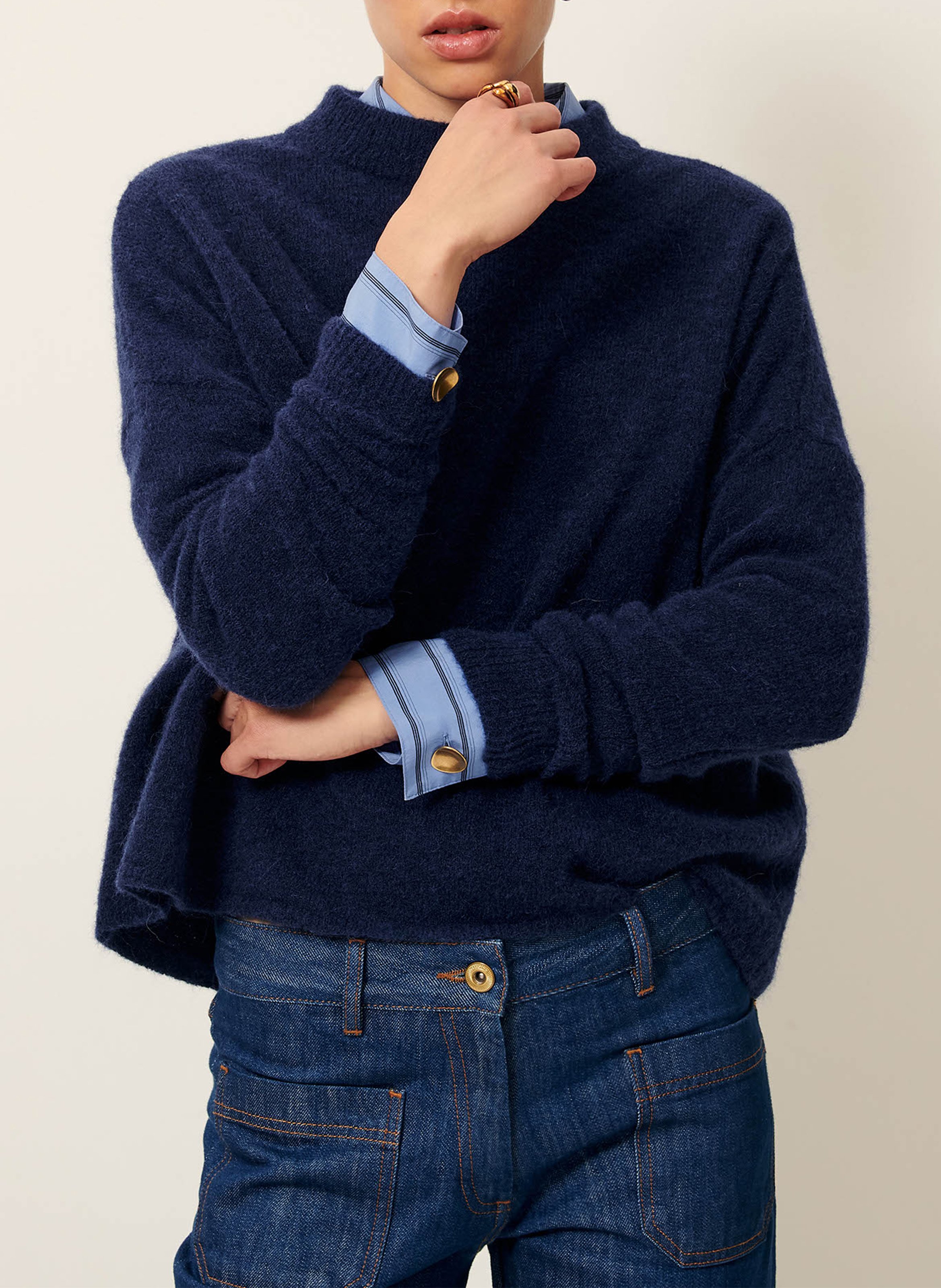 Pull ample en laine mélangée kunlun SESSUN Bleu