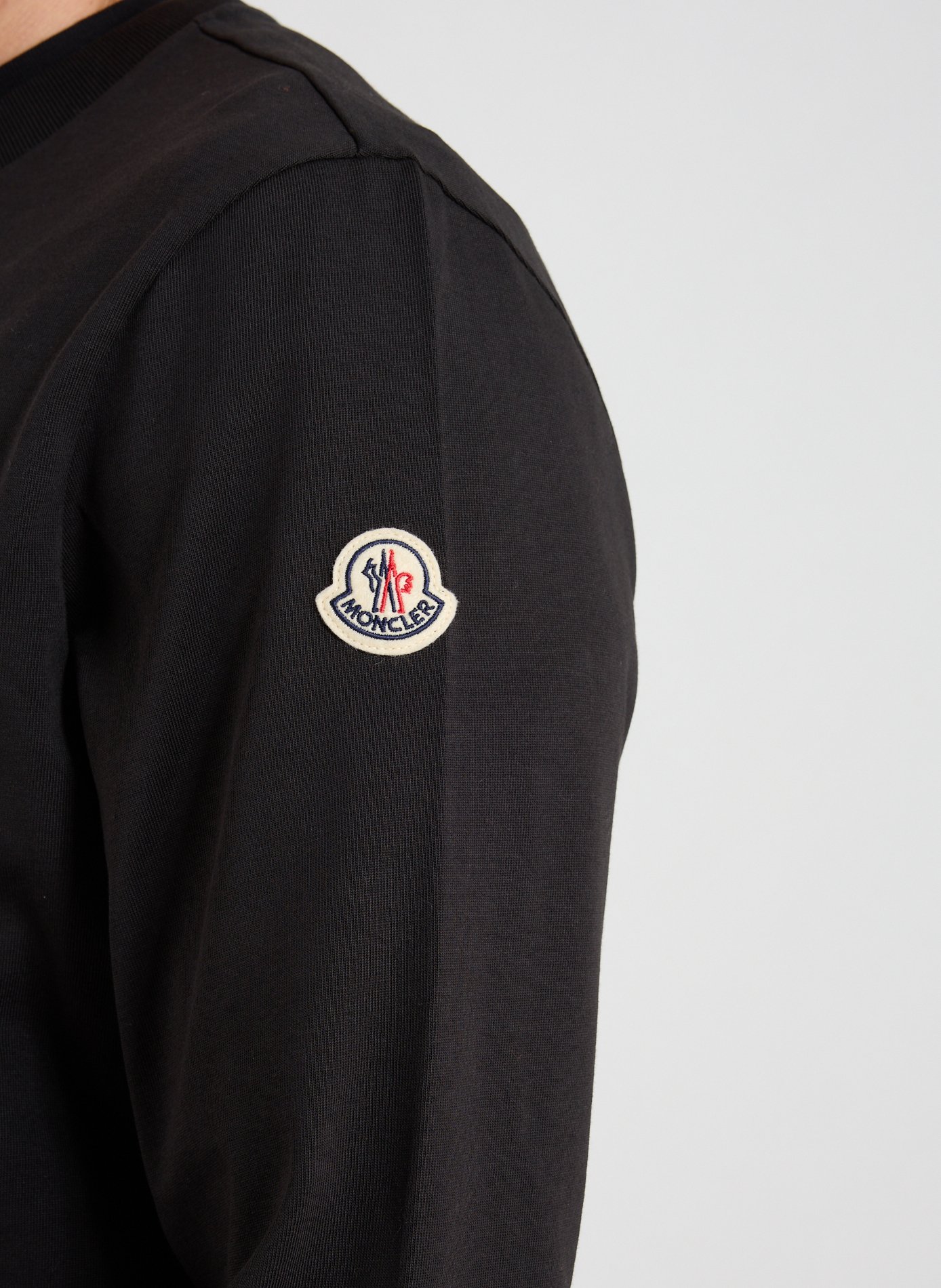 Round neck long-sleeved cotton T-shirt MONCLER Grey