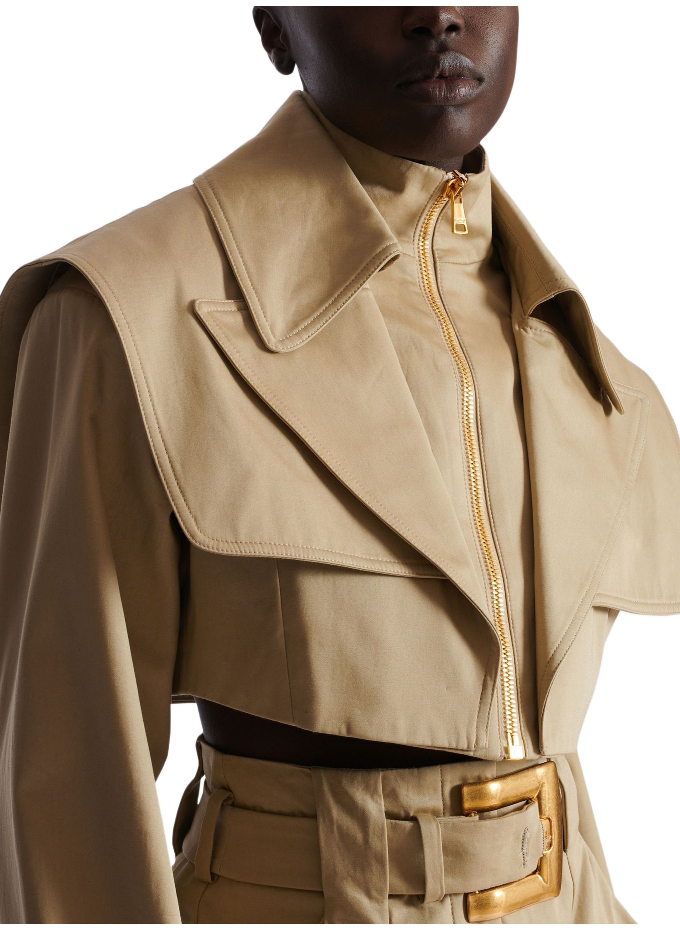 Bomber court en gabardine BALMAIN Beige