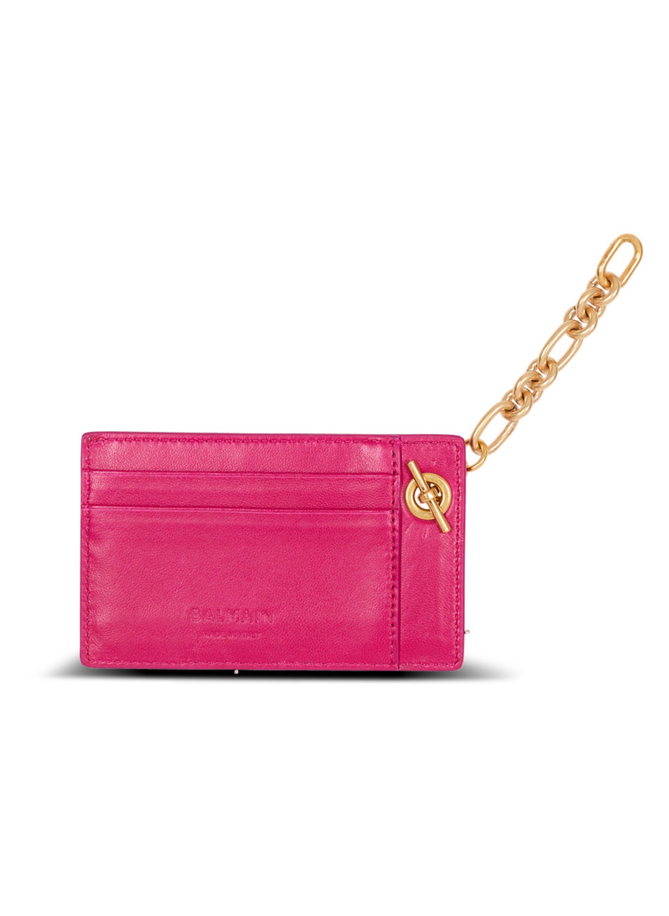 Porte-cartes pulse en cuir d’agneau BALMAIN Rose