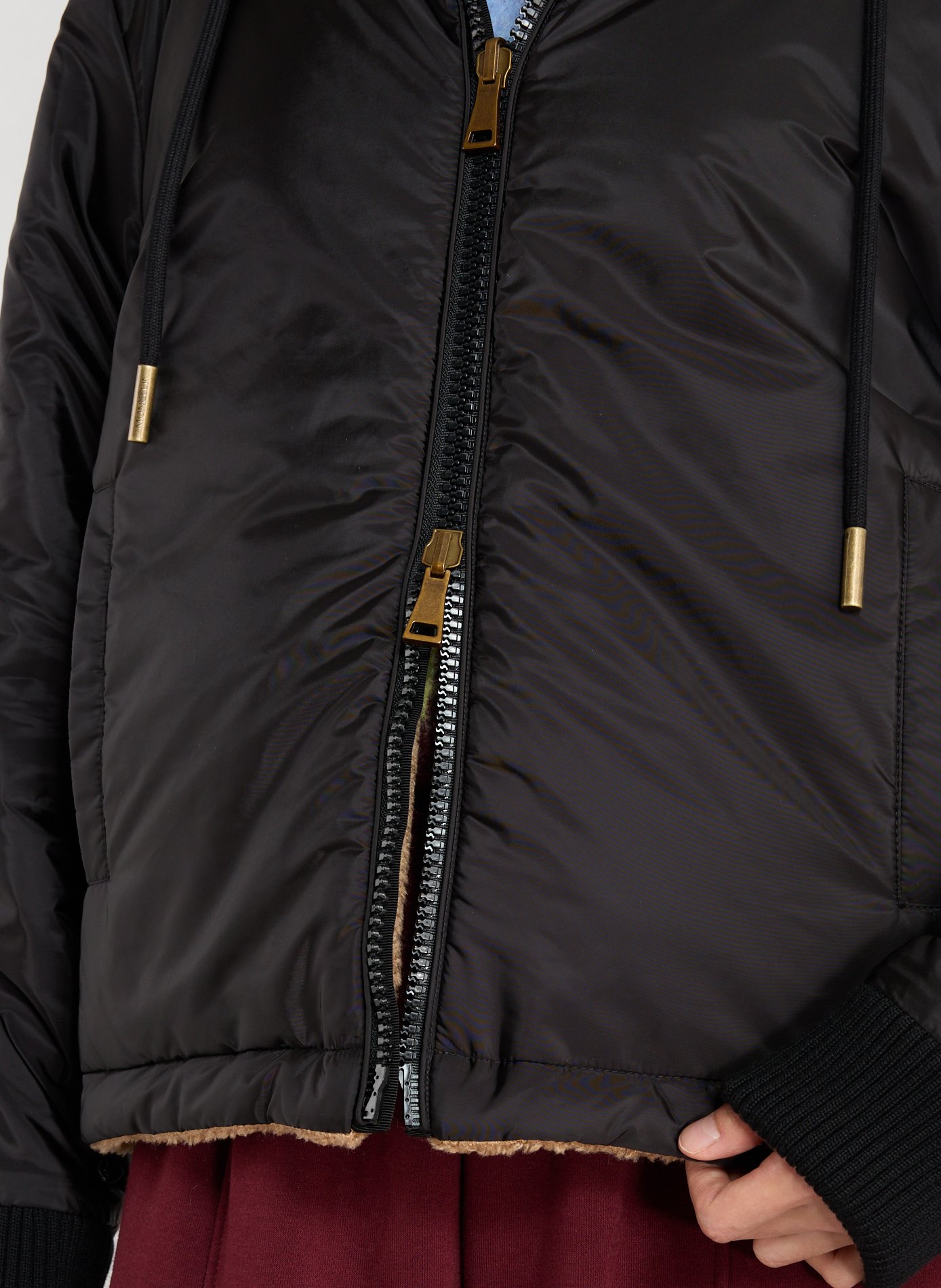 Shearling hooded jacket MONCLER Beige