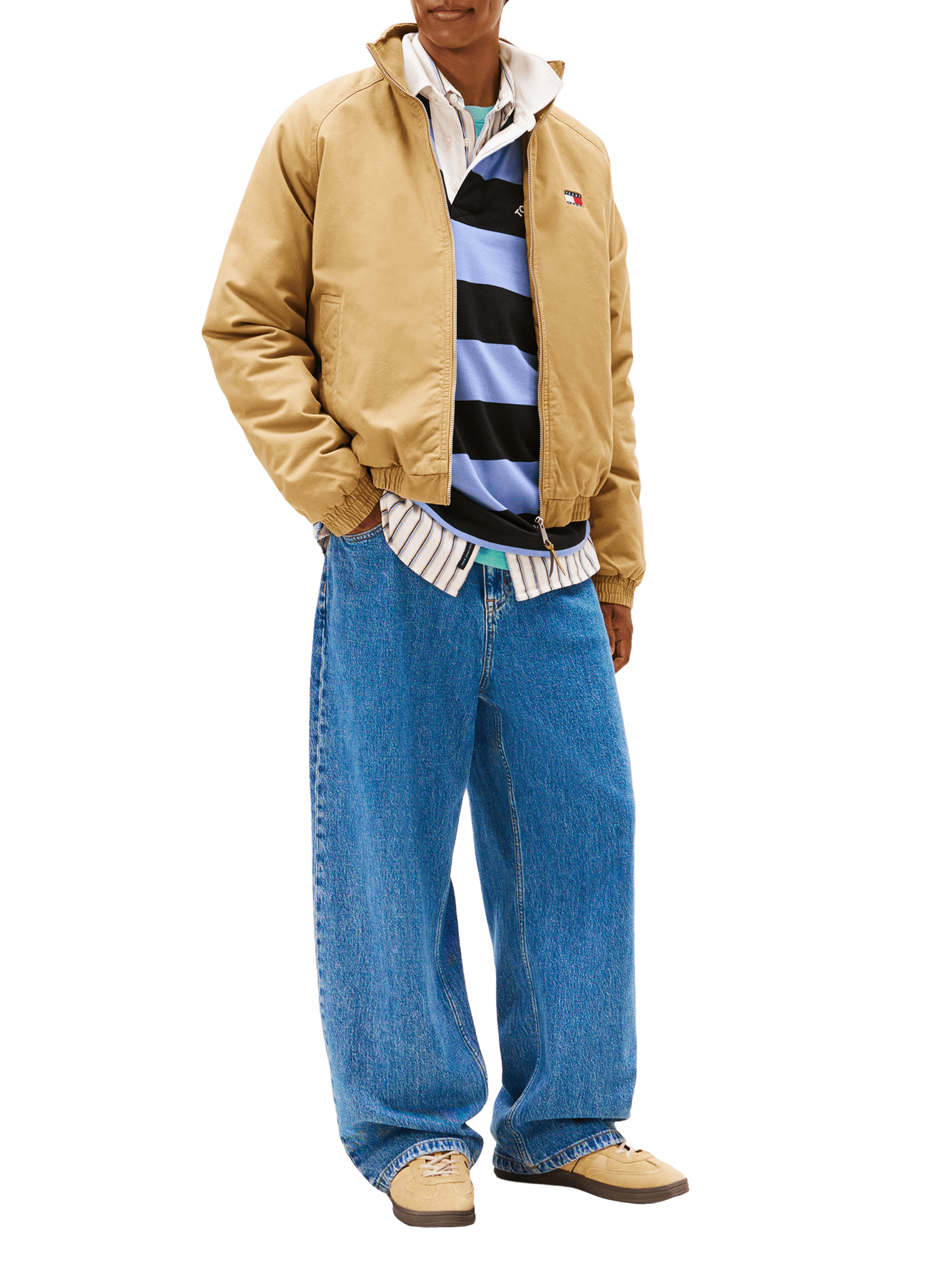 Oversized high neck cotton jacket TOMMY HILFIGER Beige