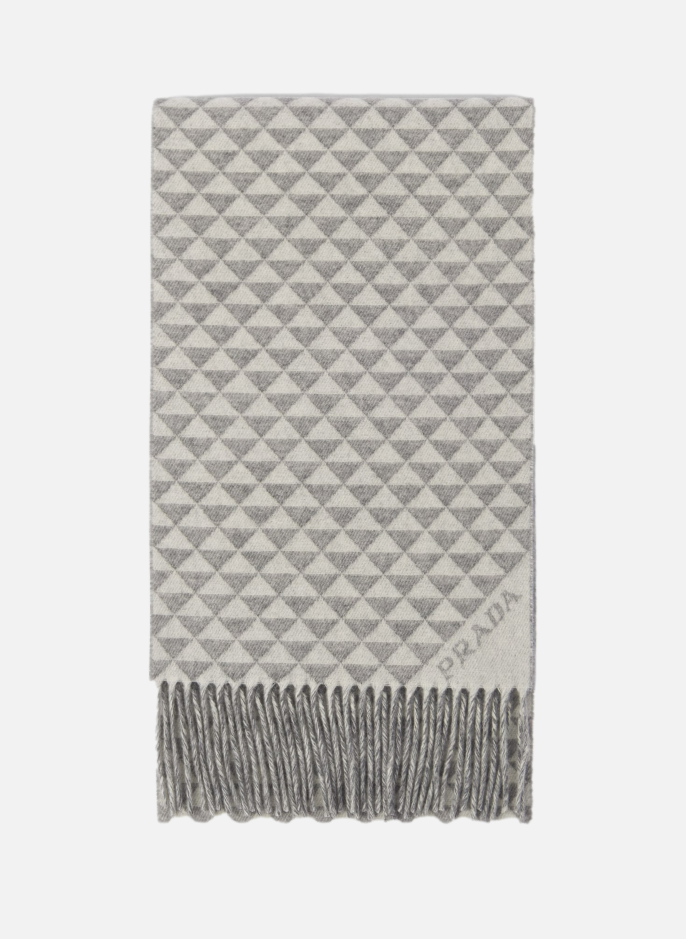 Écharpe symbole en laine et cachemire double PRADA Gris