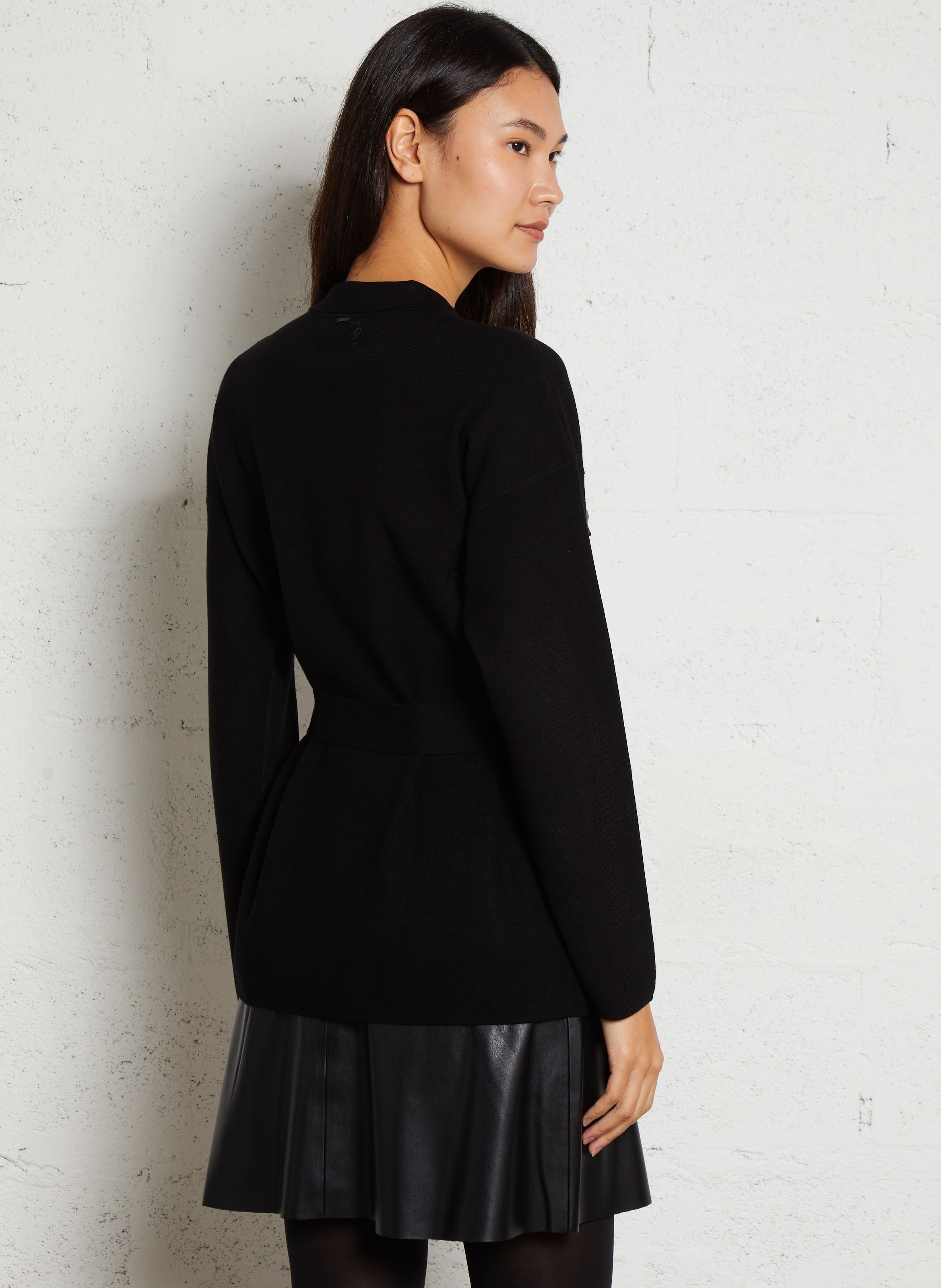 Gilet droit boutonné à ceinture IKKS Noir