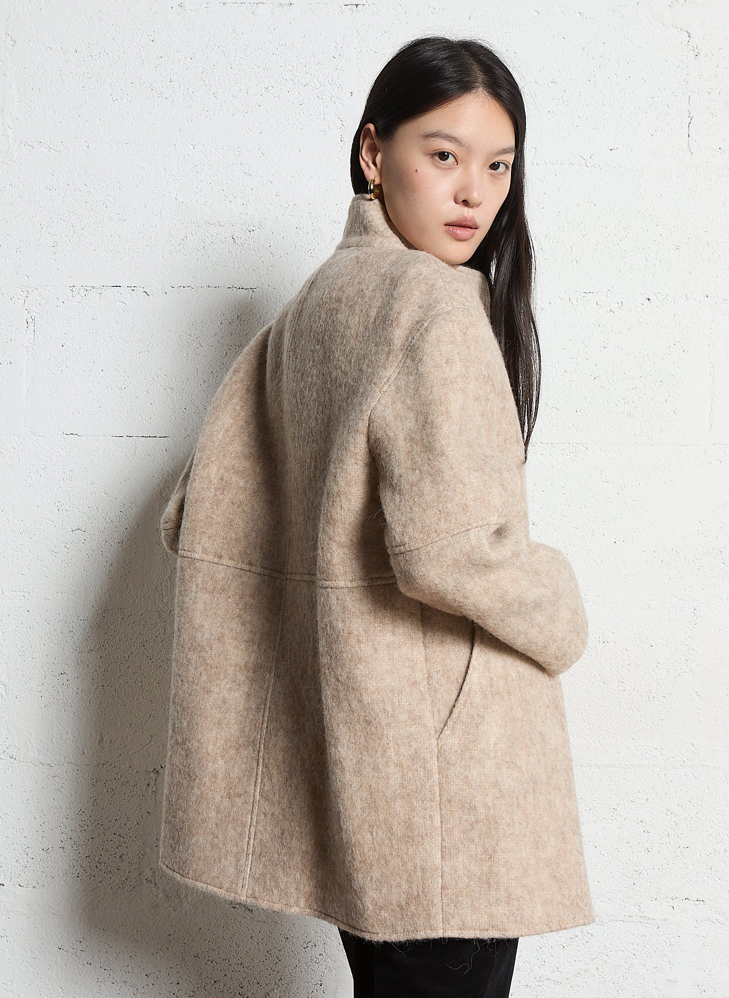 Manteau droit uni à col montant lamia MAISON 123 Blanc