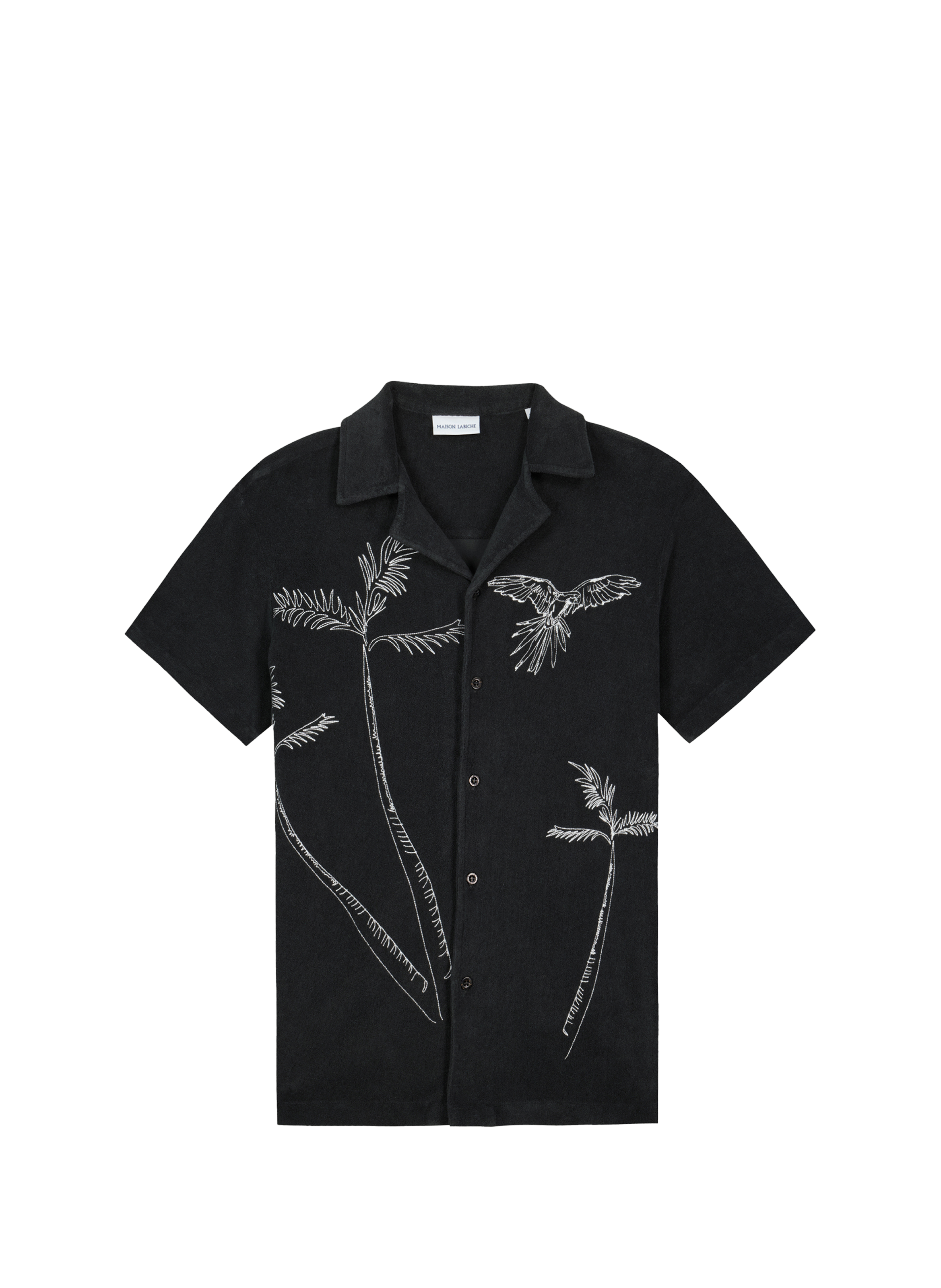 Chemise éponge Germain Palm Tree en coton mélangé MAISON LABICHE Black