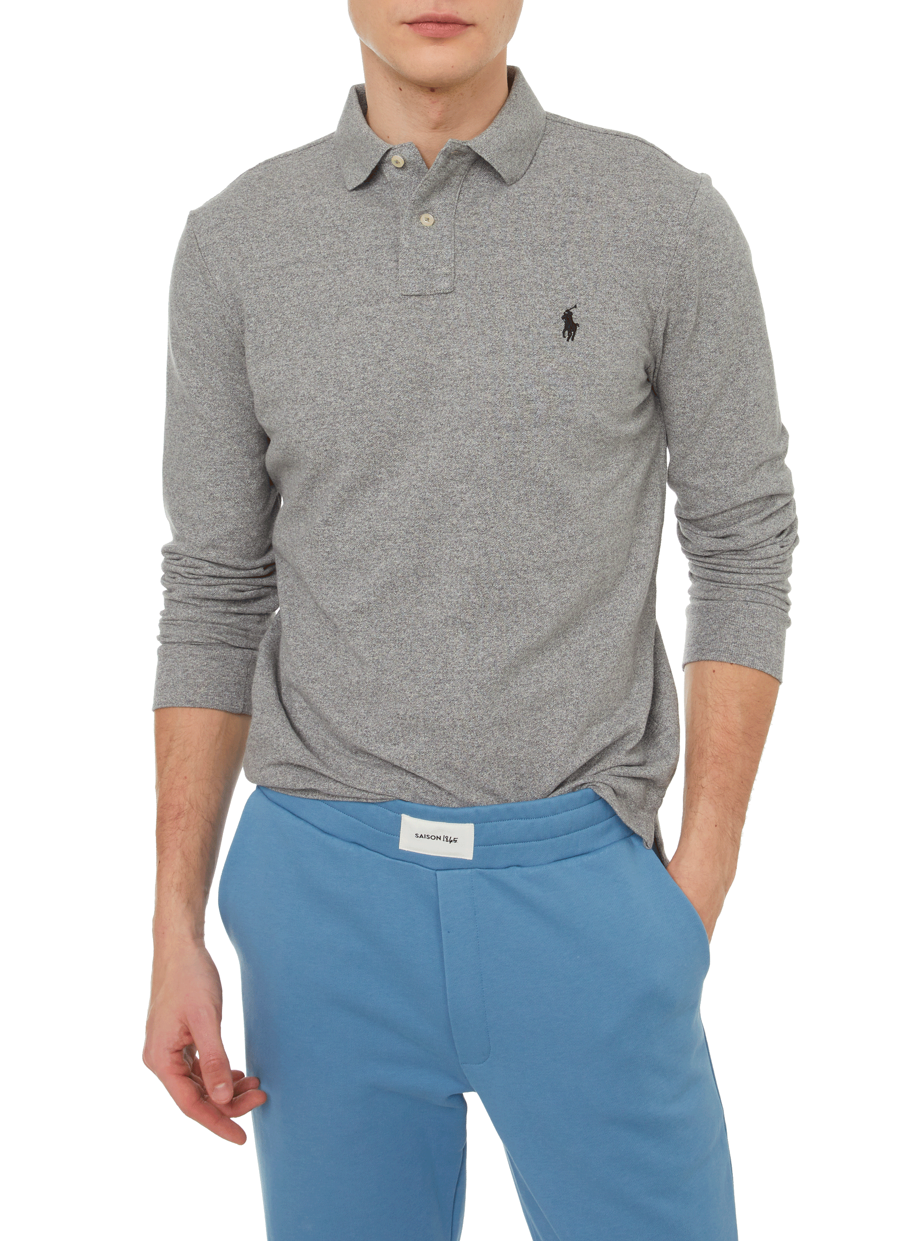 Straight cotton piqué knit polo shirt POLO RALPH LAUREN Grey