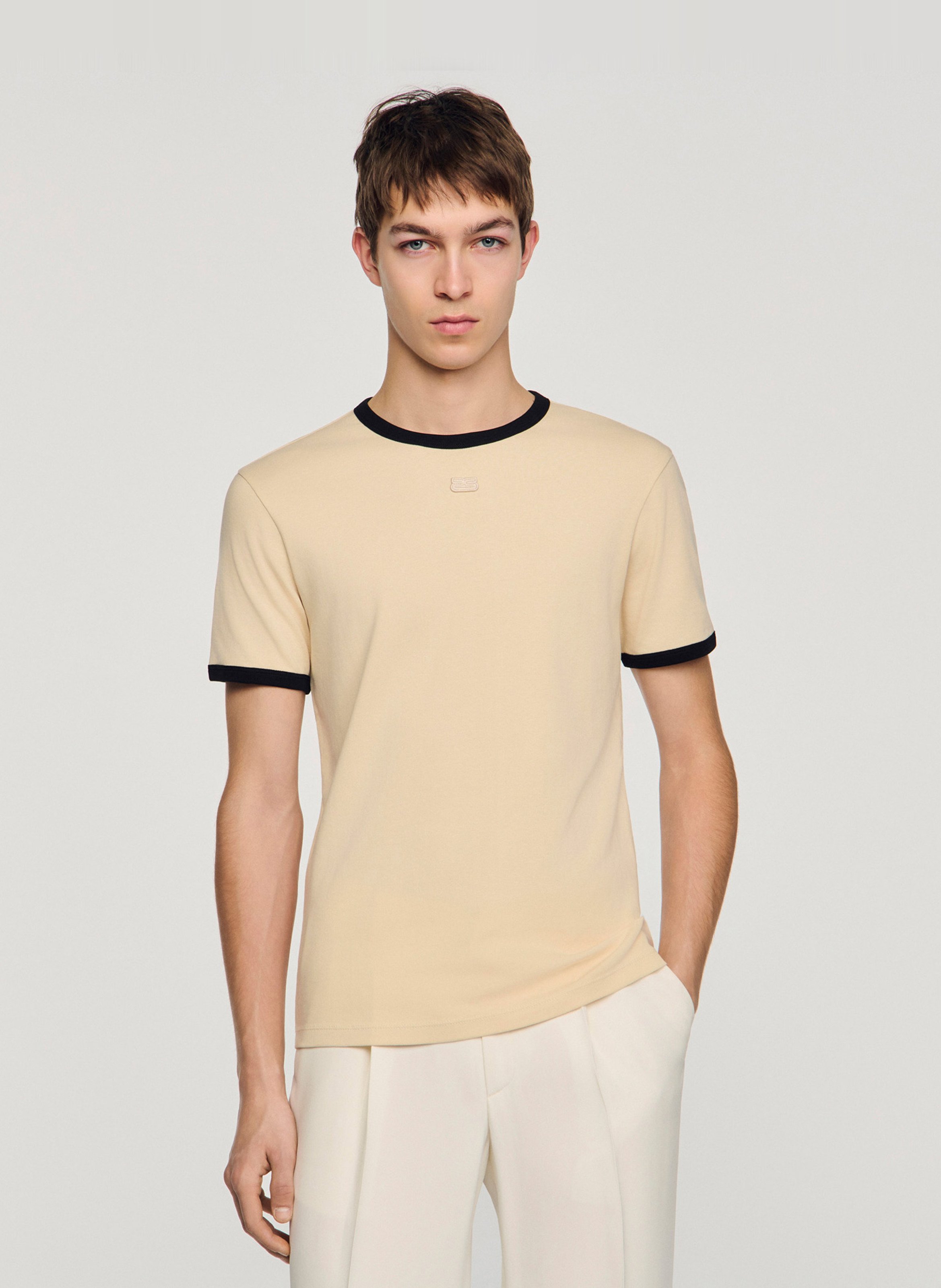 Tee-shirt droit en coton SANDRO Beige