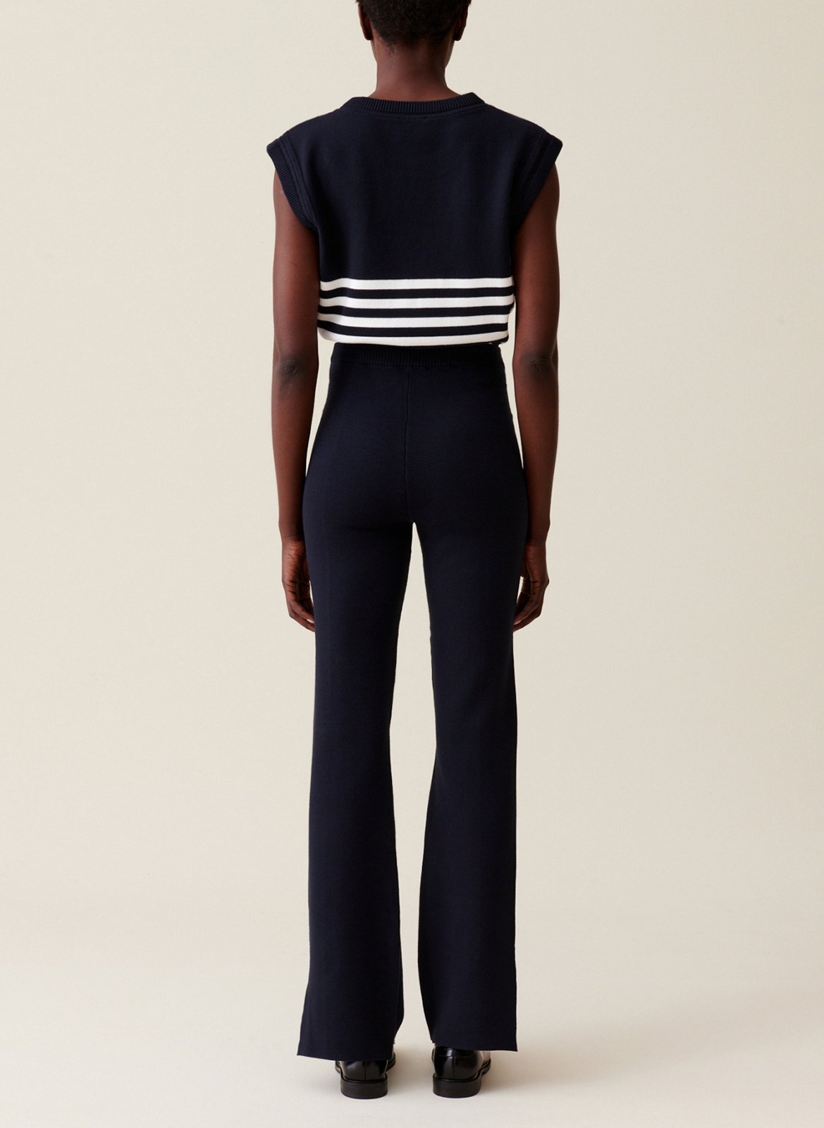 Pantalon flare en maille CLAUDIE PIERLOT Bleu