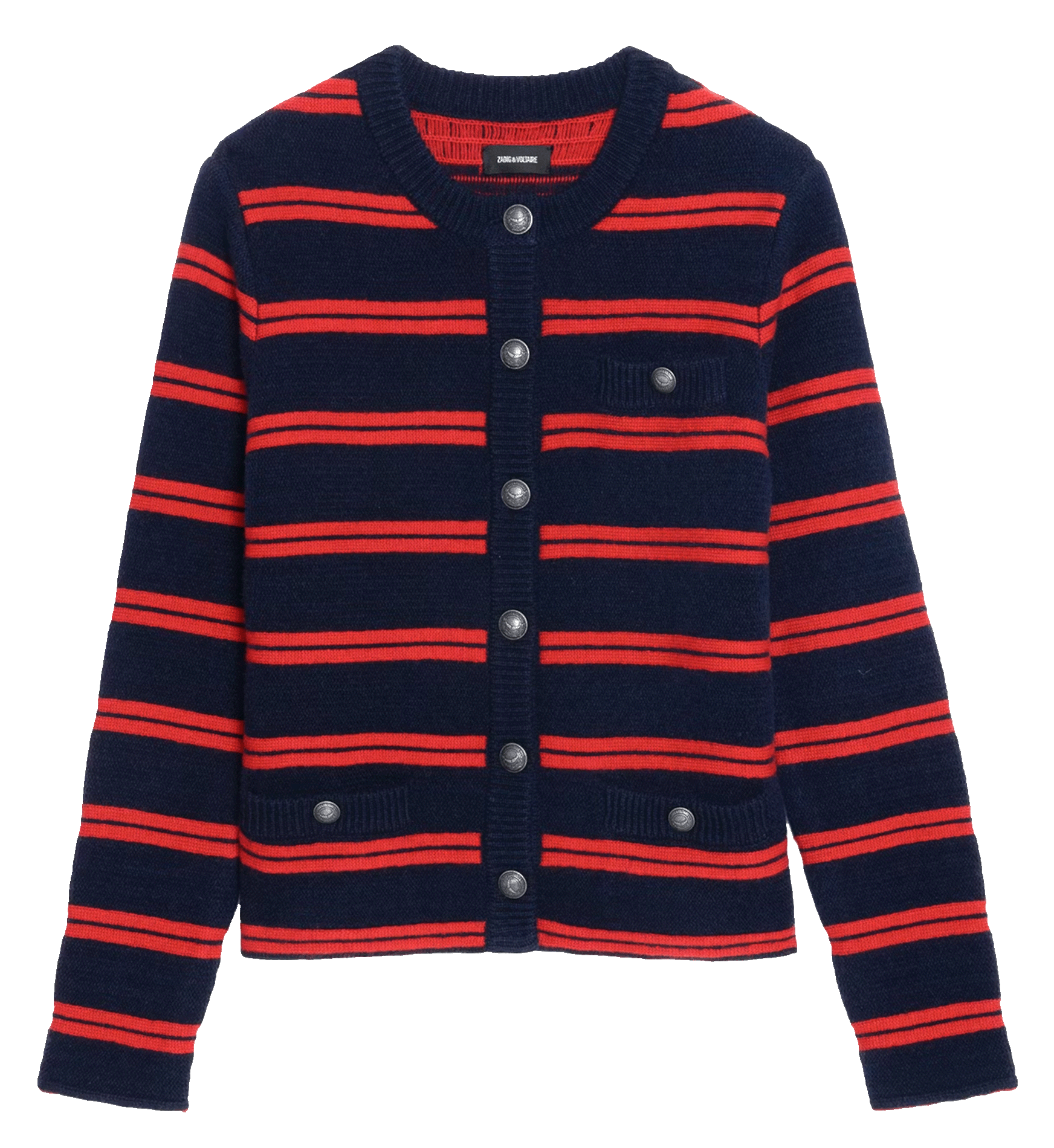 Gilet droit col rond en laine et cachemire Camo ZADIG&VOLTAIRE Bleu