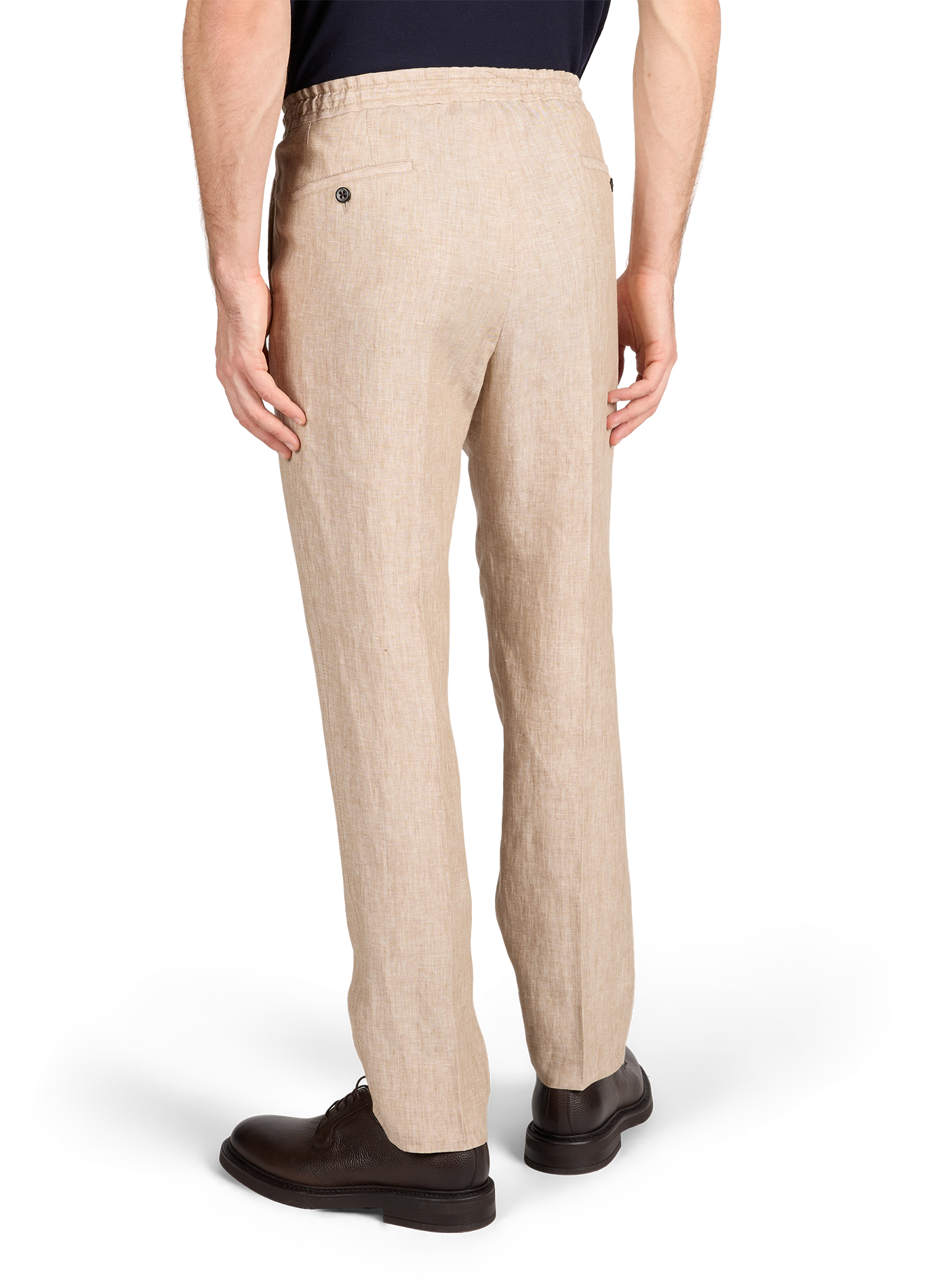 Pantalon regular en lin CORNELIANI Beige