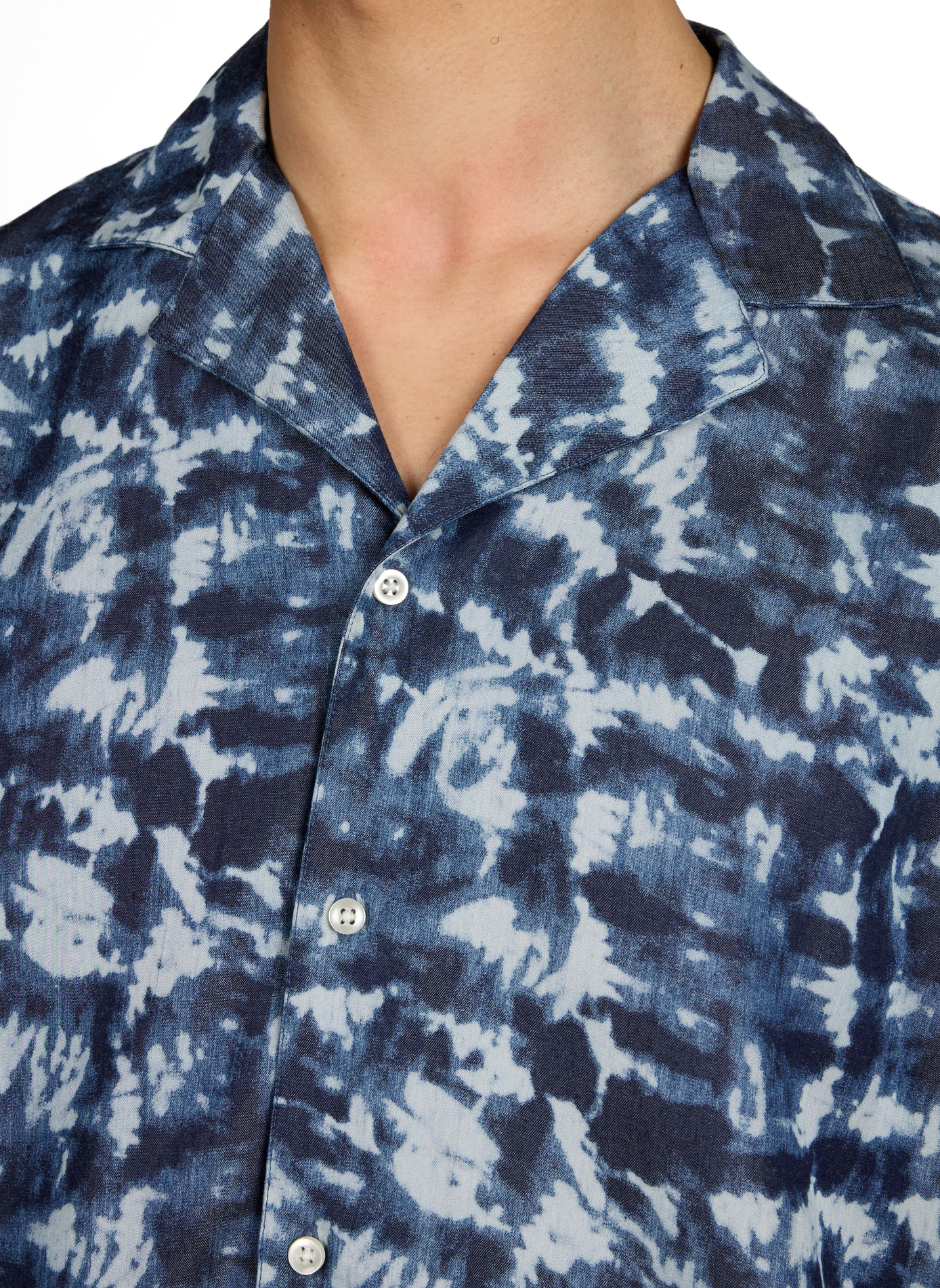 Printed straight shirt with short sleeves OFFICINE GENERALE Blue