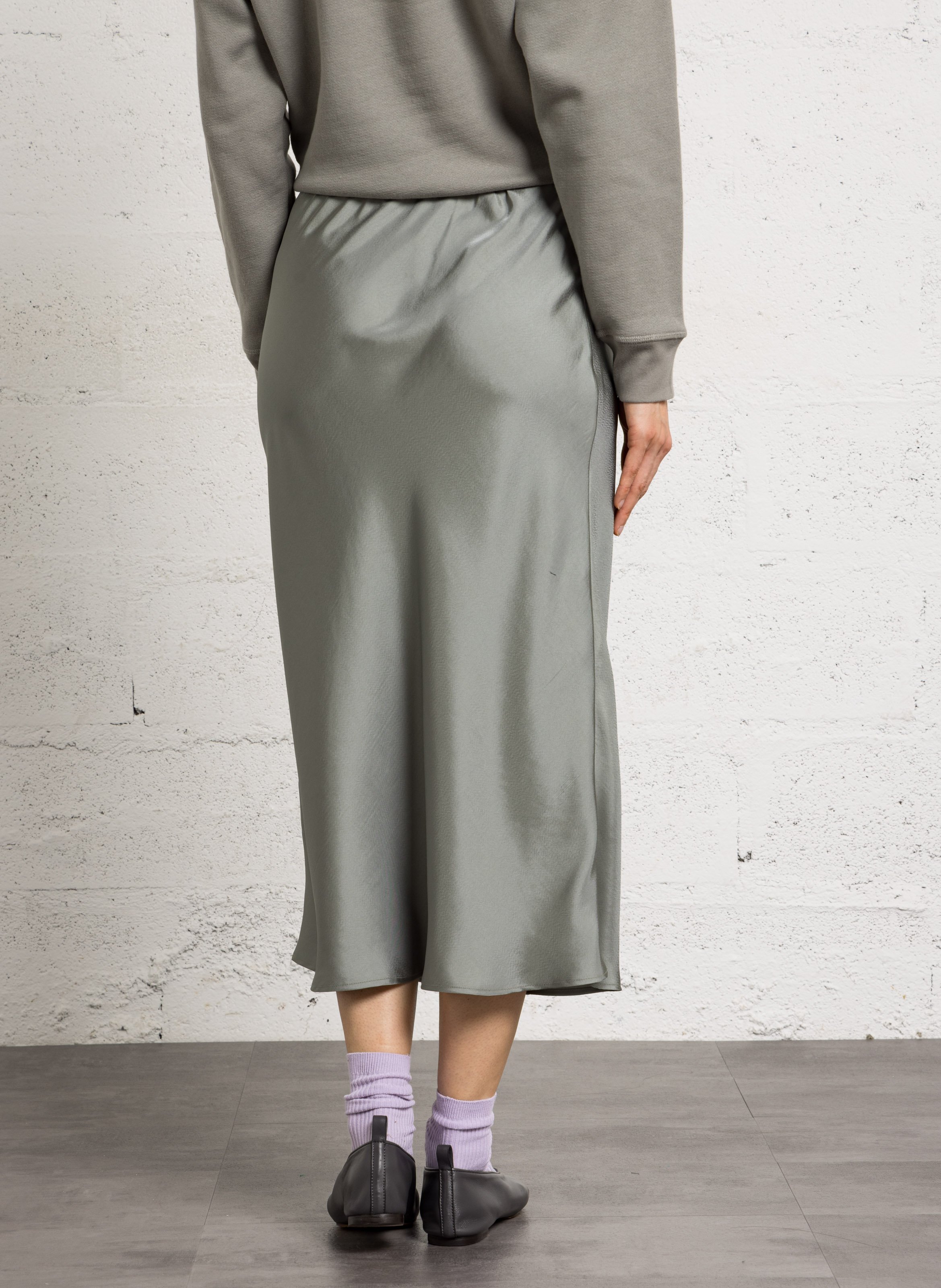 Jupe midi fluide en satin fever SOEUR Vert