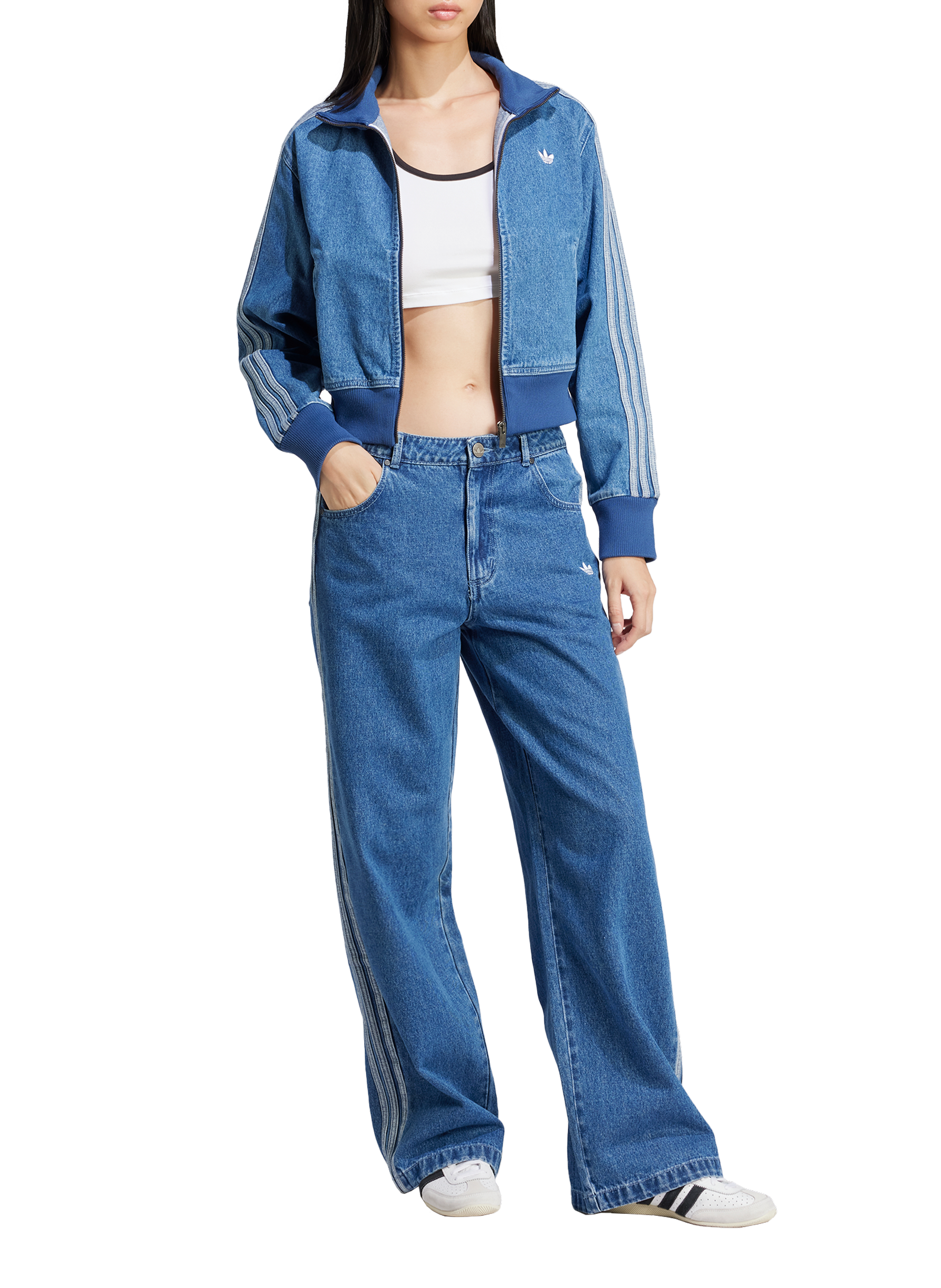 Jean broderie logo en coton ADIDAS Bleu