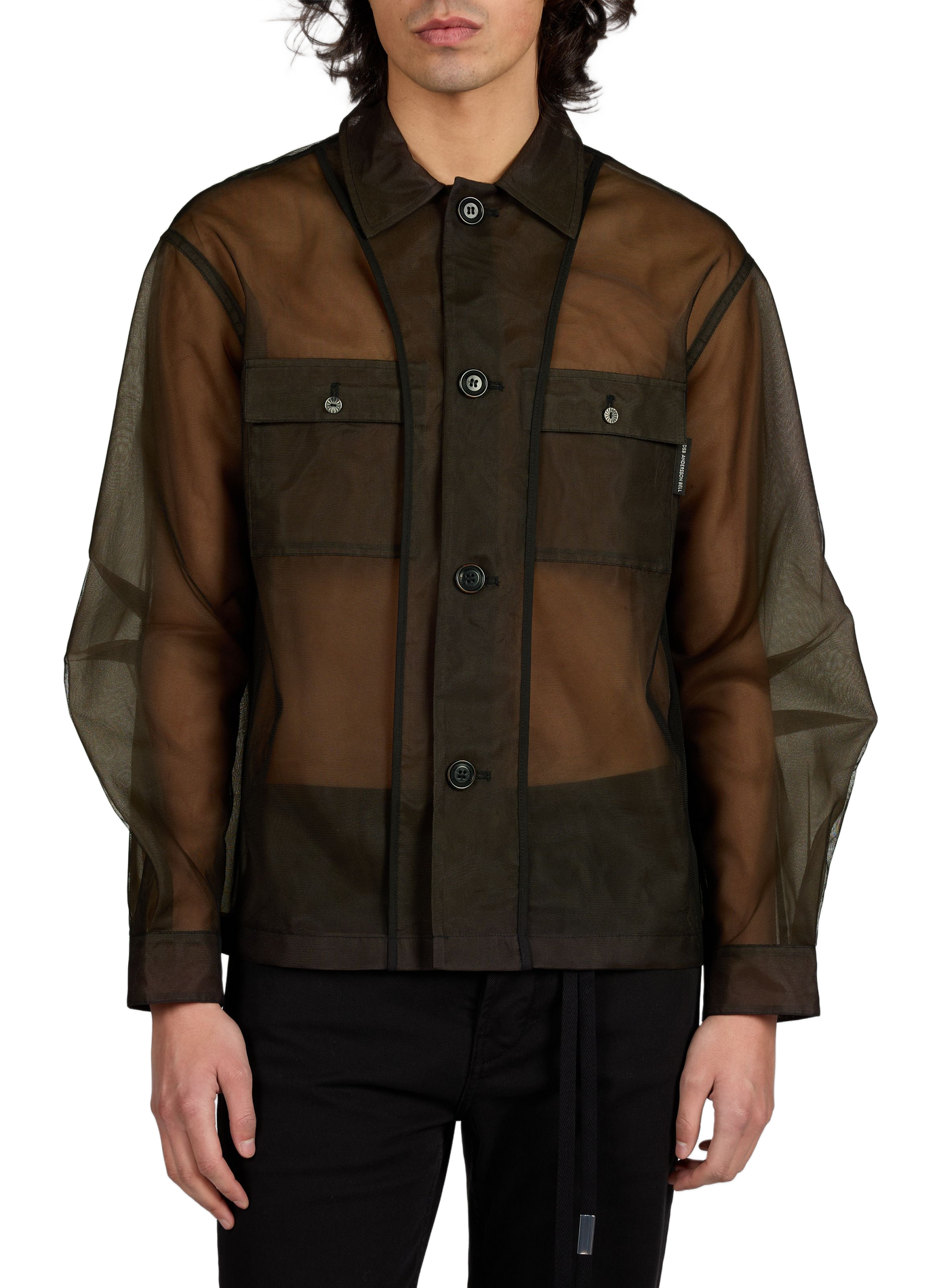 Chemise transparente à col classique ANDERSSON BELL Marron