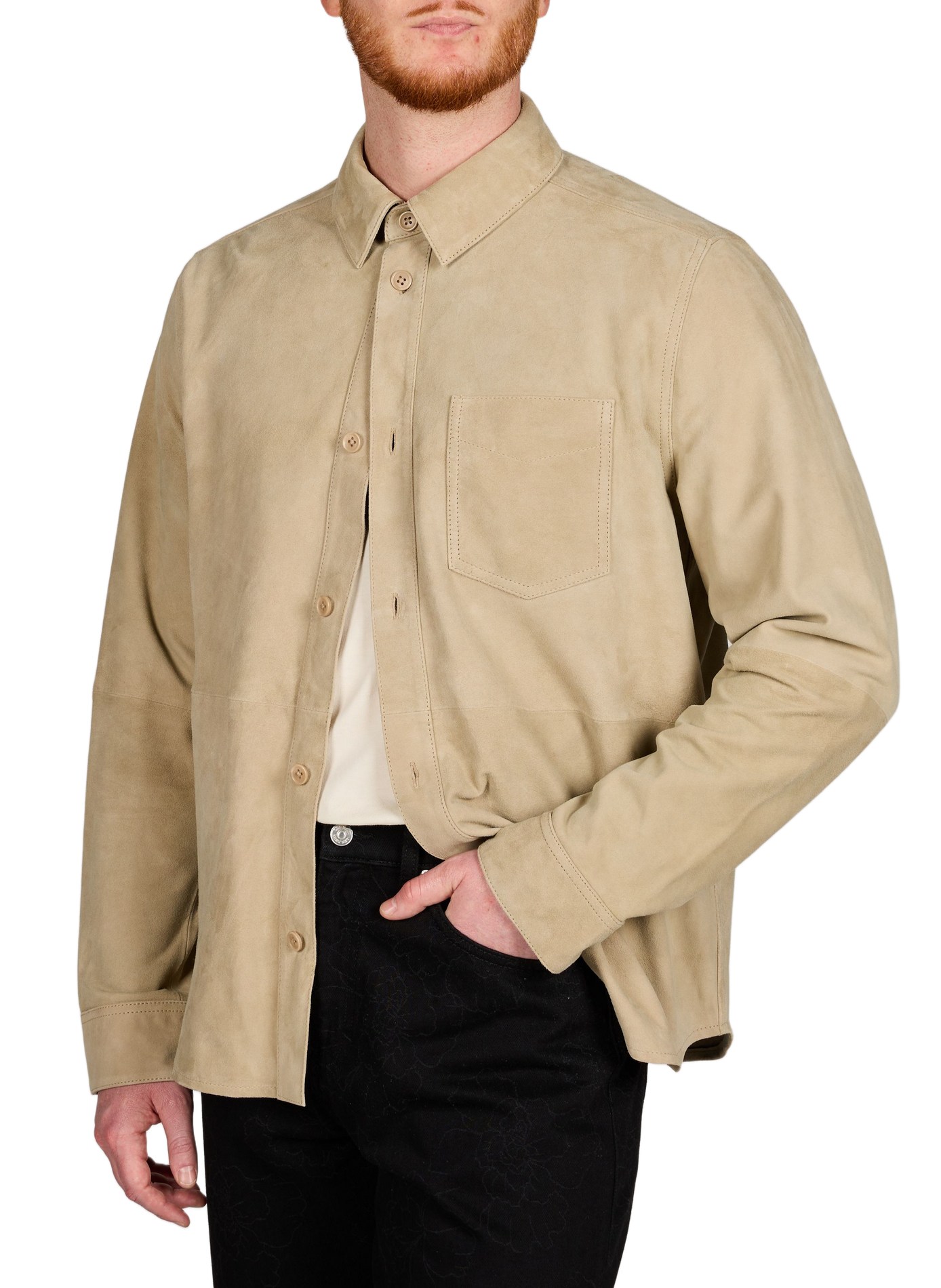 Bertram suede cowhide overshirt LES DEUX Beige