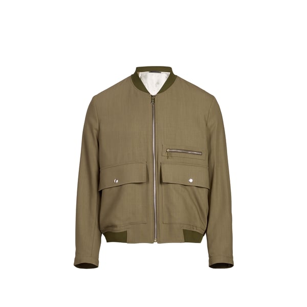 Blouson droit à poches plaquées en laine Blouson droit à poches plaquées en laine