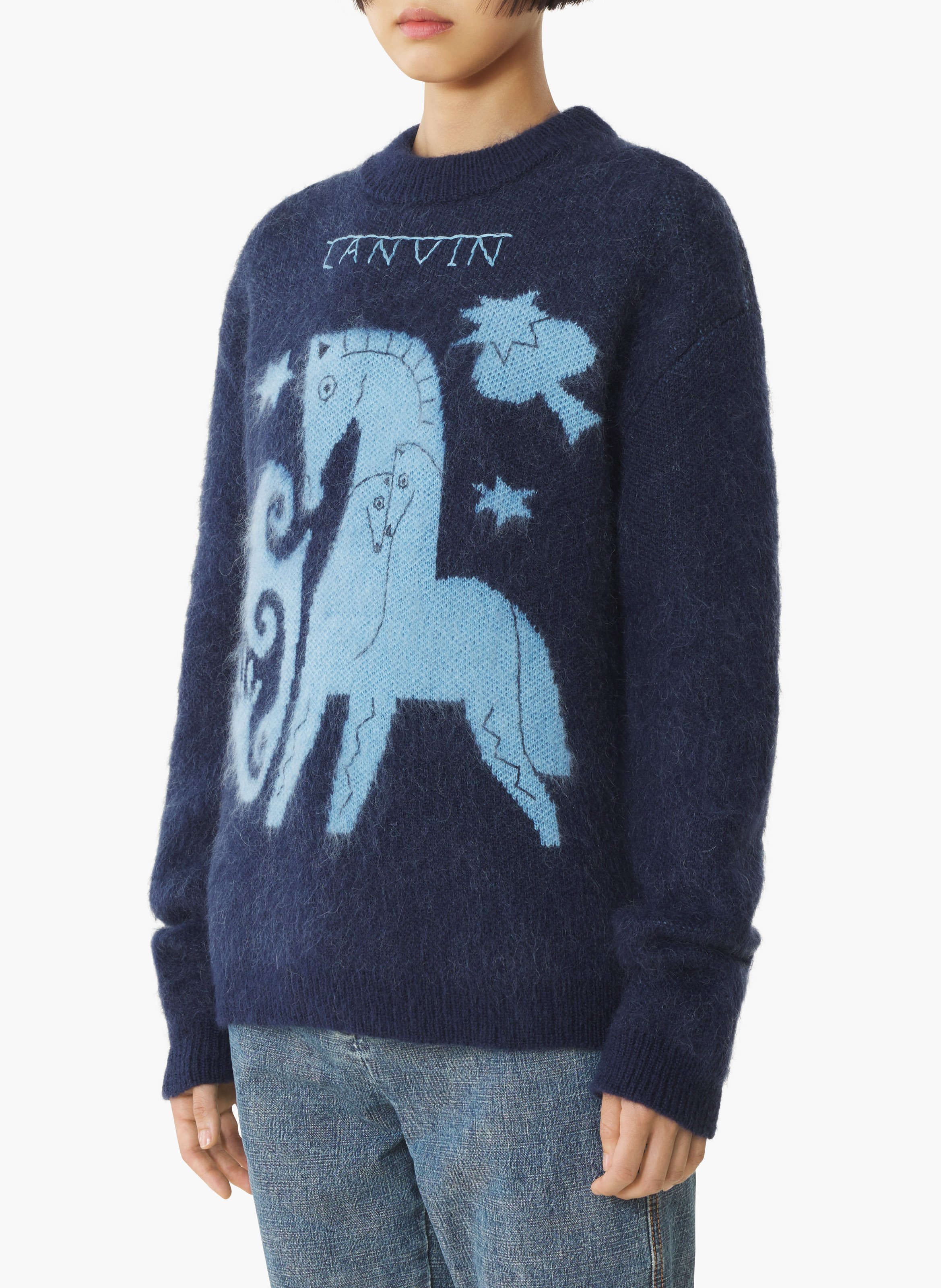 Pull en mohair jacquard lunar year LANVIN Bleu