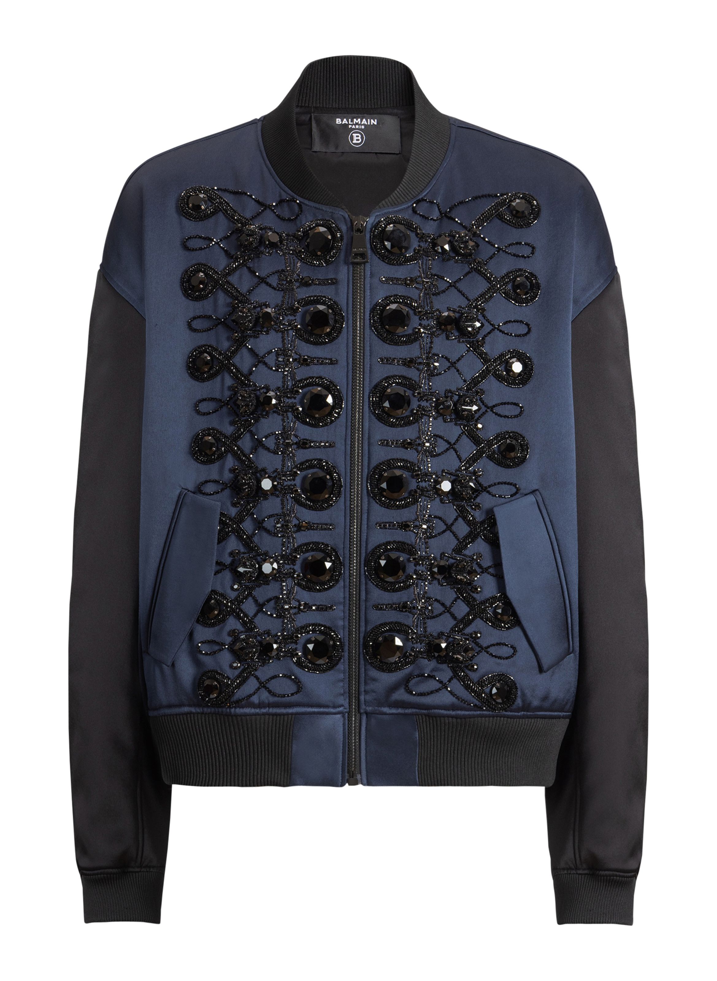 Bomber à brandebourgs en satin BALMAIN Noir
