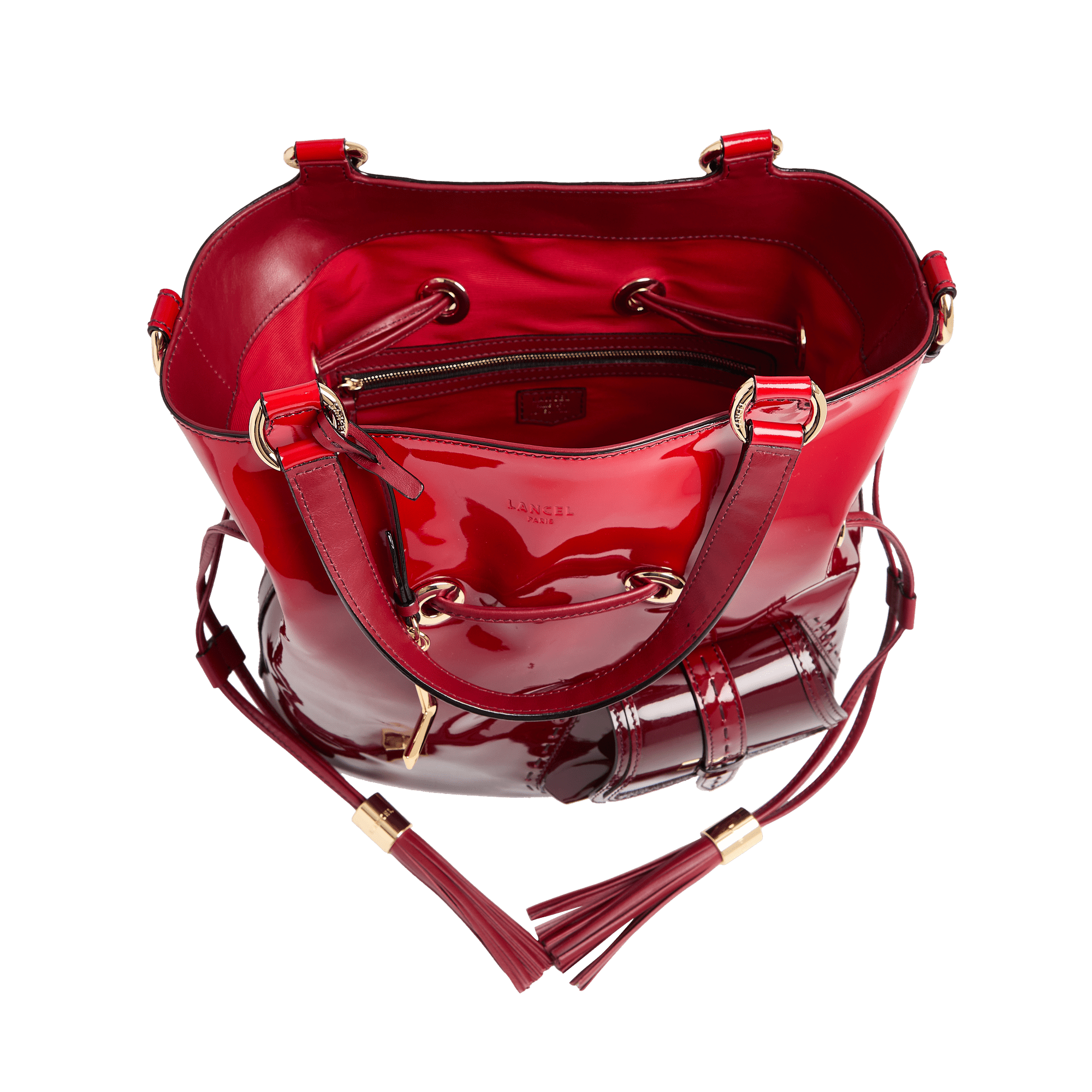 Handtas eerste flirt capsule 150 jaar in kalfsleer LANCEL Rood