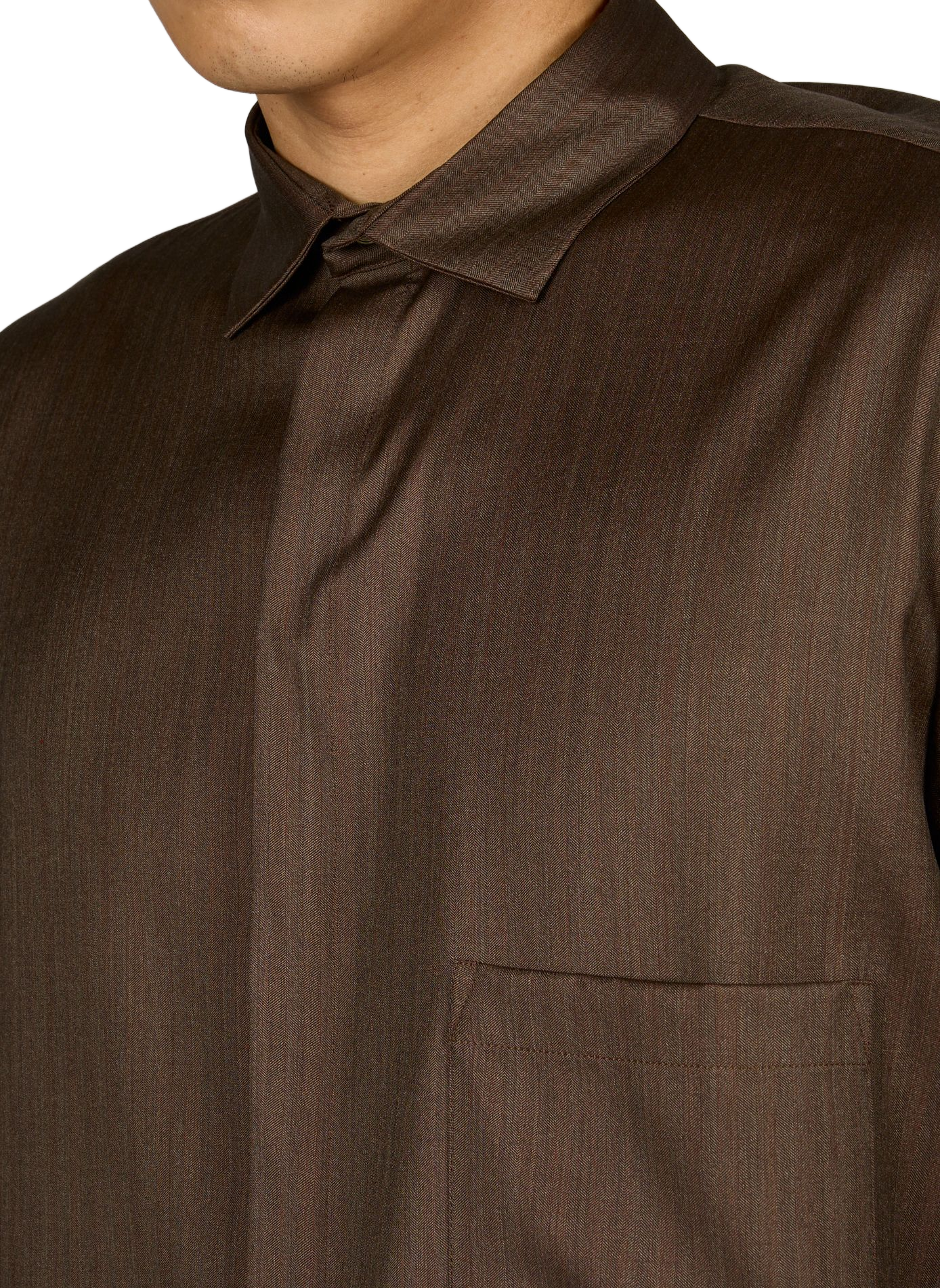 Chemise à manches longues en laine vierge et soie SONIA CARRASCO Marron