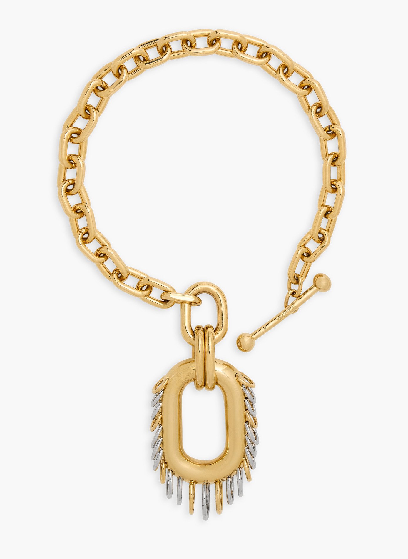 Collier punk xl link bicolore or et argent RABANNE Doré