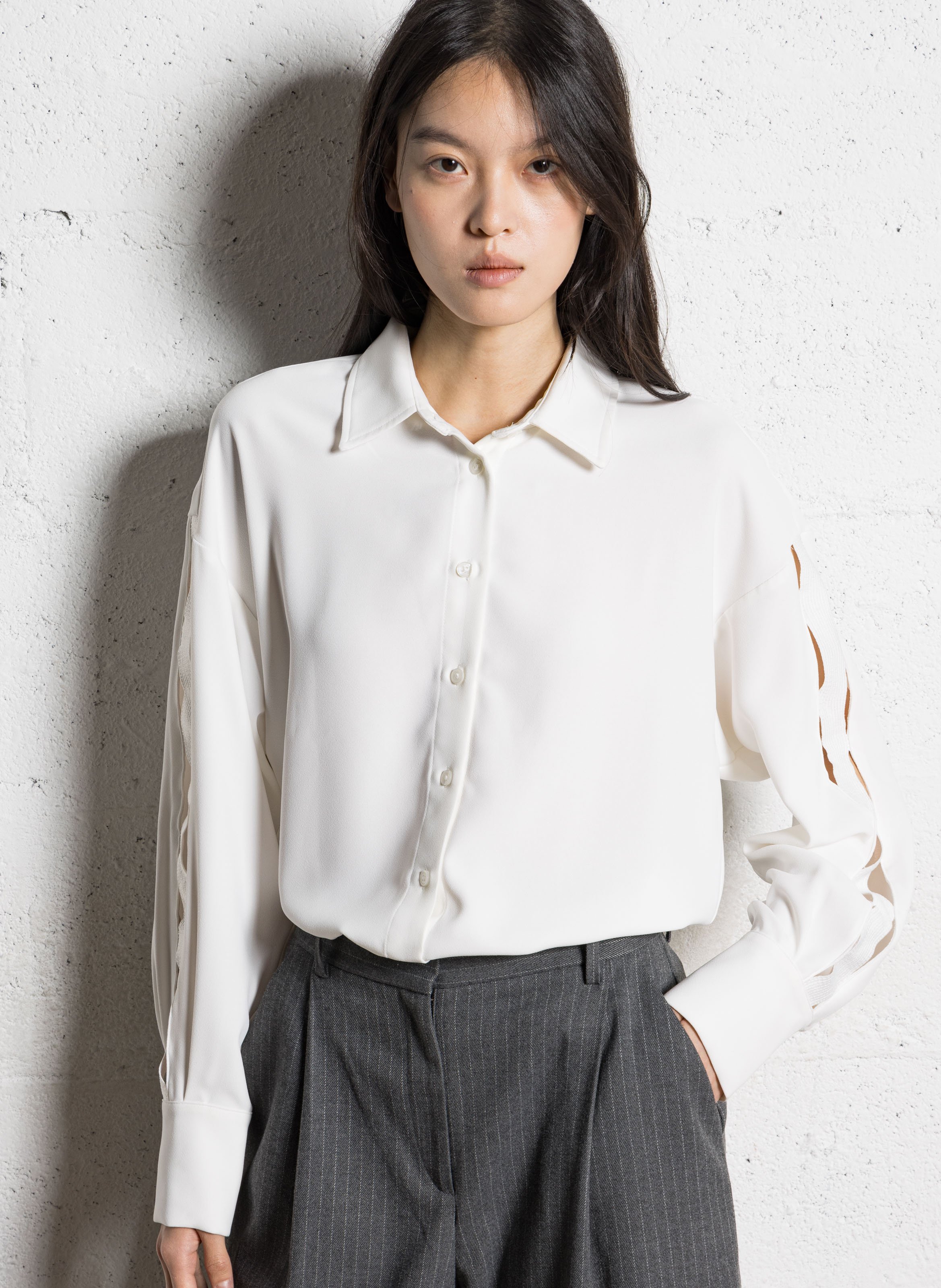Chemise oversize col classique IKKS Blanc