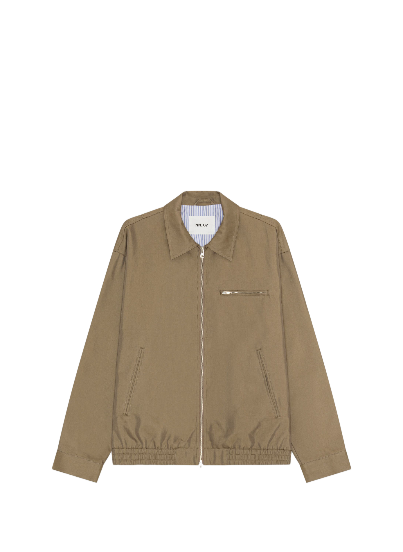 Solid jacket with elastic hem in blended cotton. NN.07 Brown