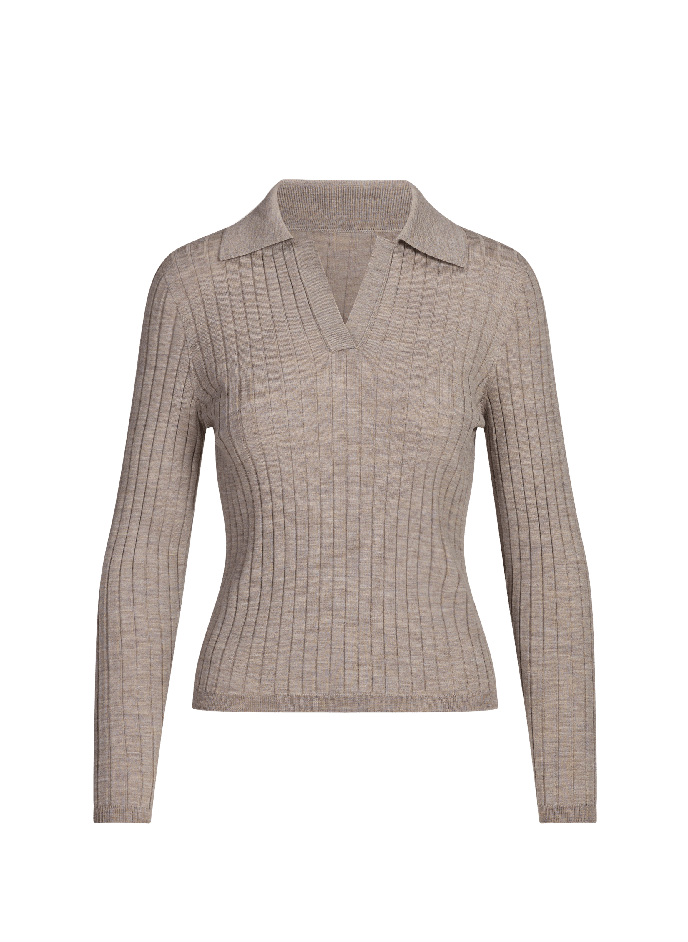 Ribbed wool polo neck sweater SAISON 1865 Grey