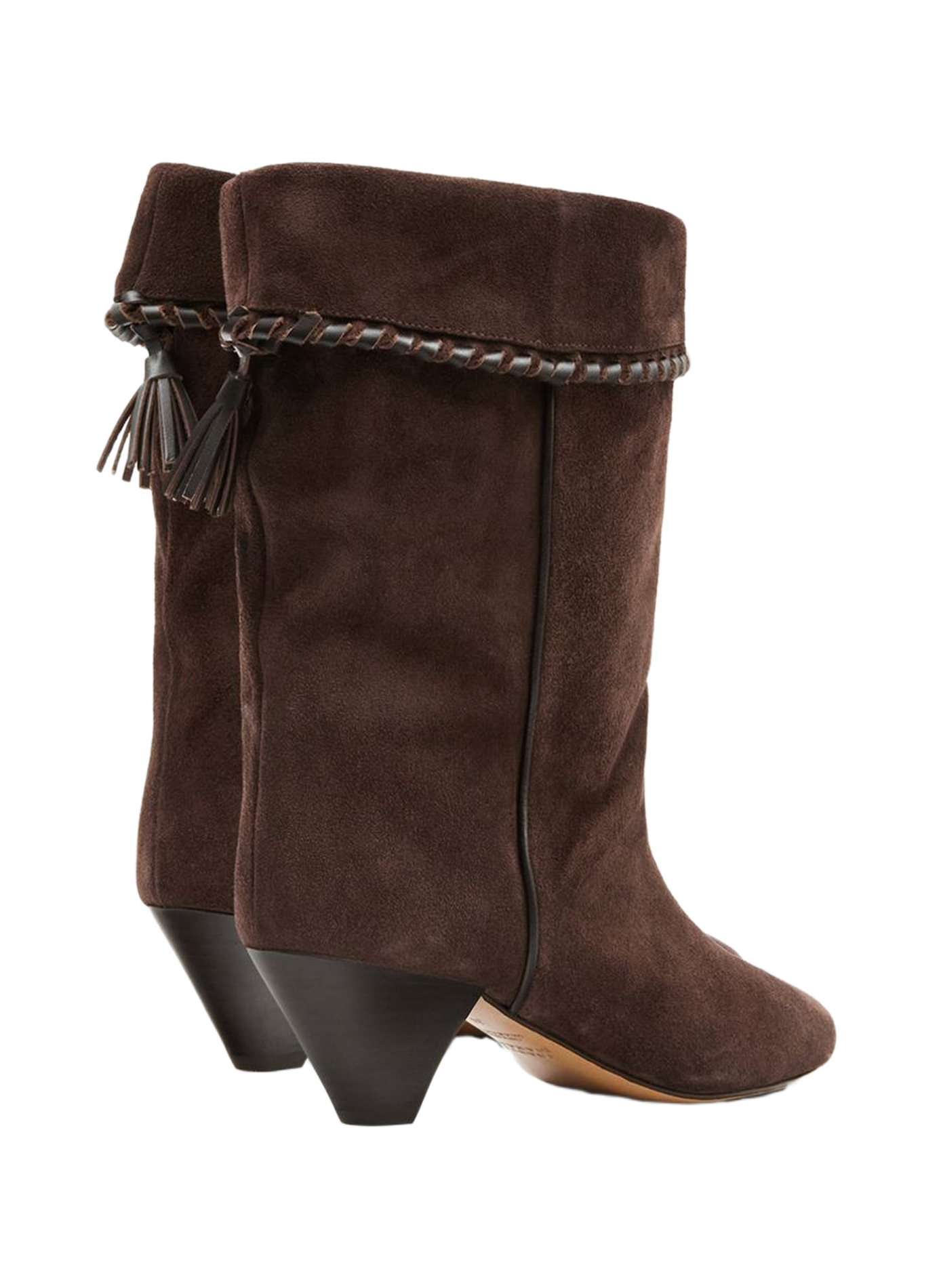 Boots drapées Dalby en cuir de veau velours ISABEL MARANT Marron