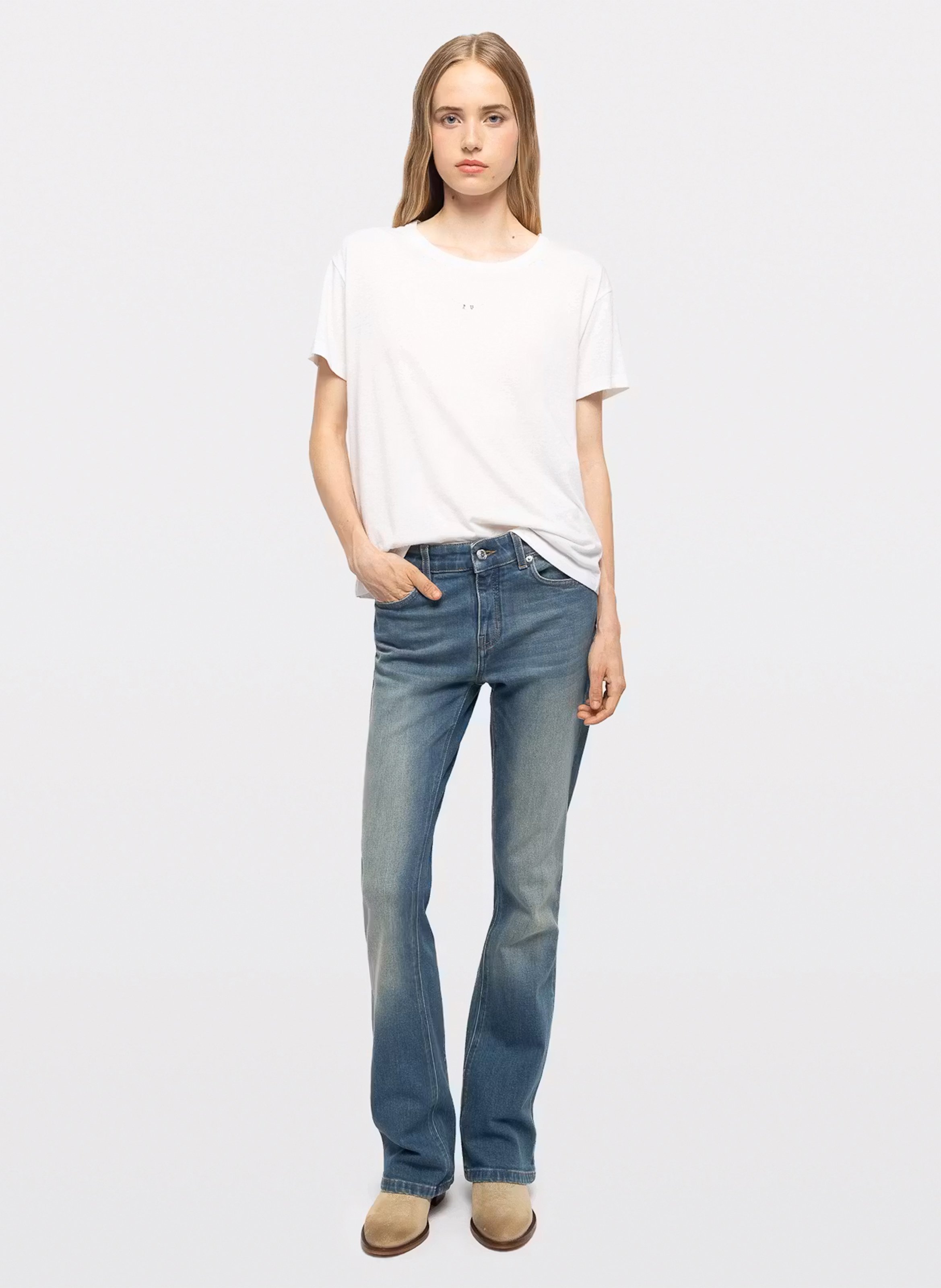 Bottines en cuir velours tex low ZADIG&VOLTAIRE Beige