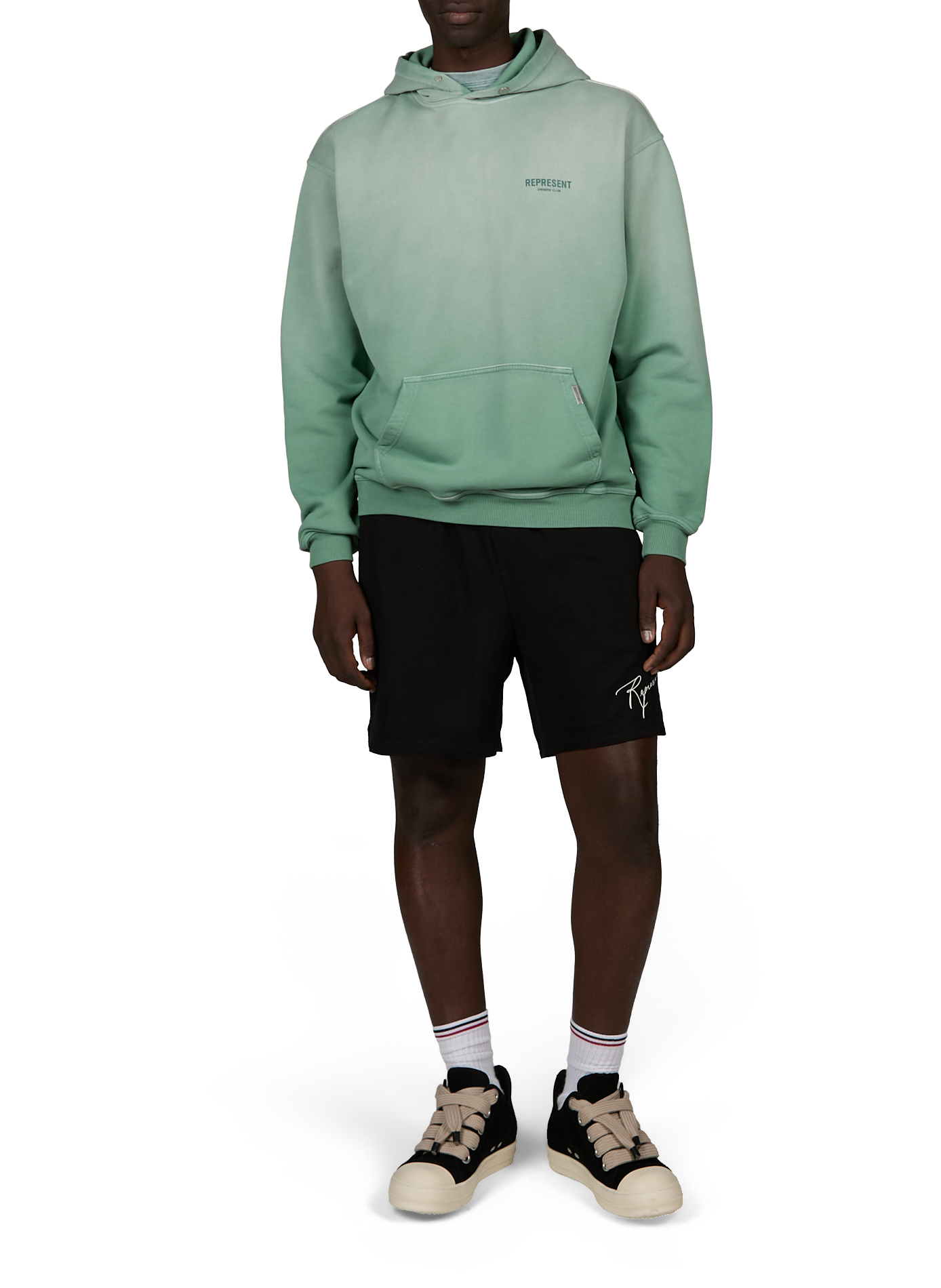 Oversized printed hoodie with hood REPRESENT Green