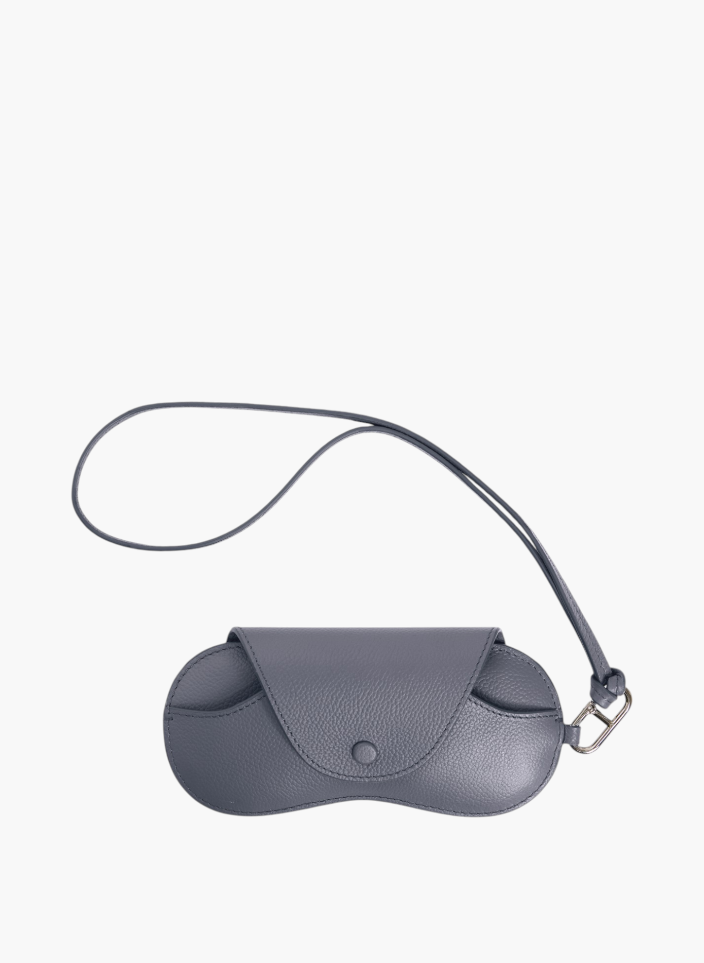 Etui à lunettes charms en cuir grainé  Bleu acier