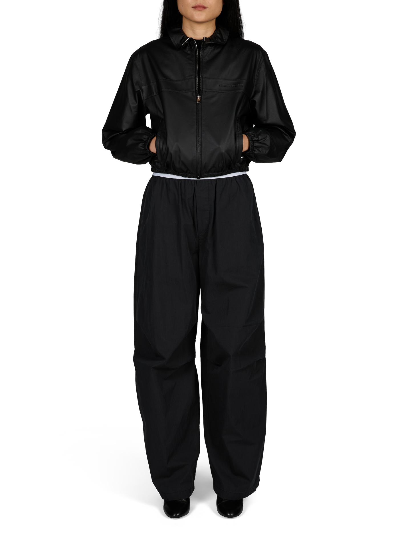 Elastische leren jas ALEXANDER WANG Zwart