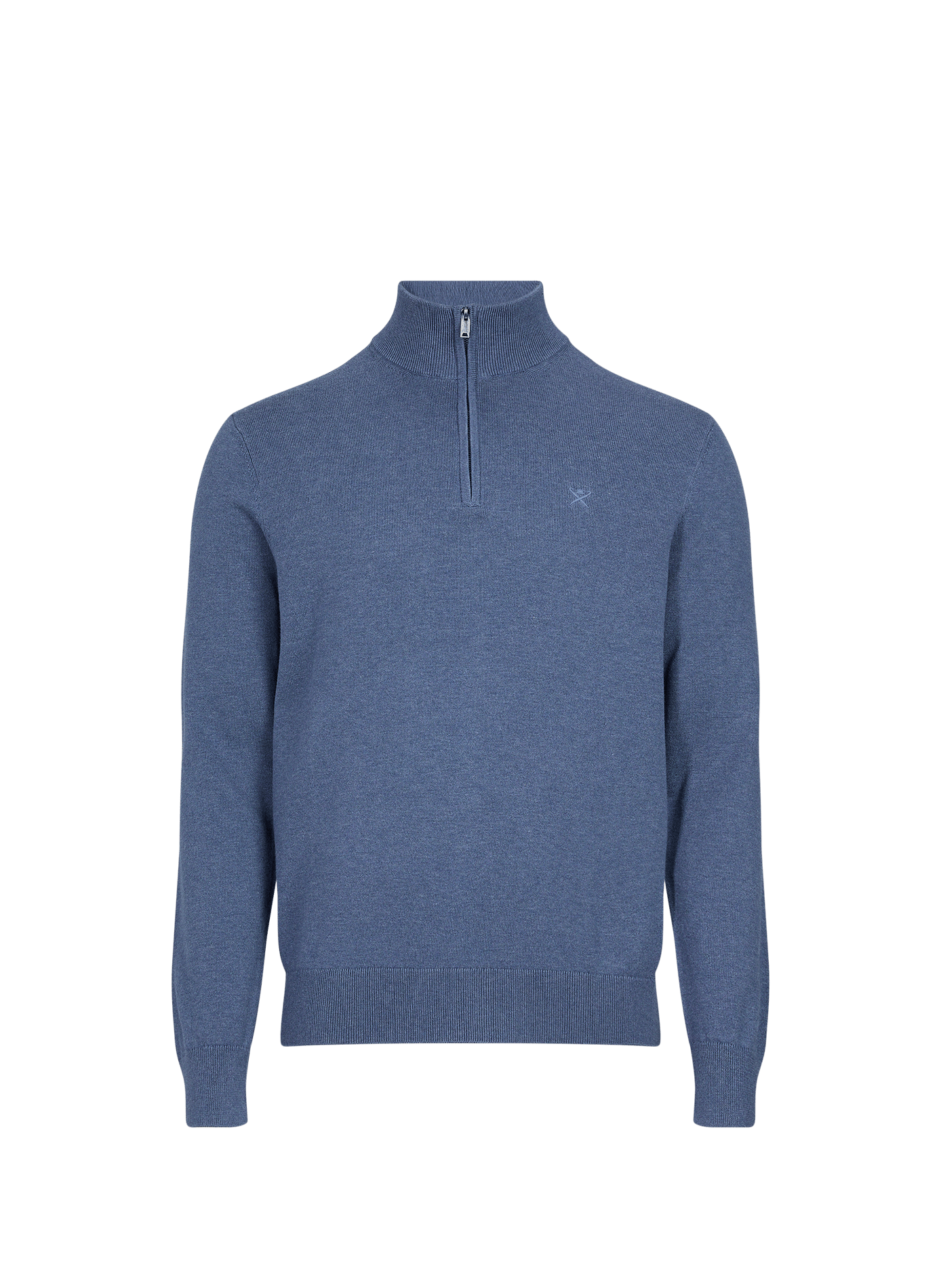 Pull col zippé en coton HACKETT Bleu