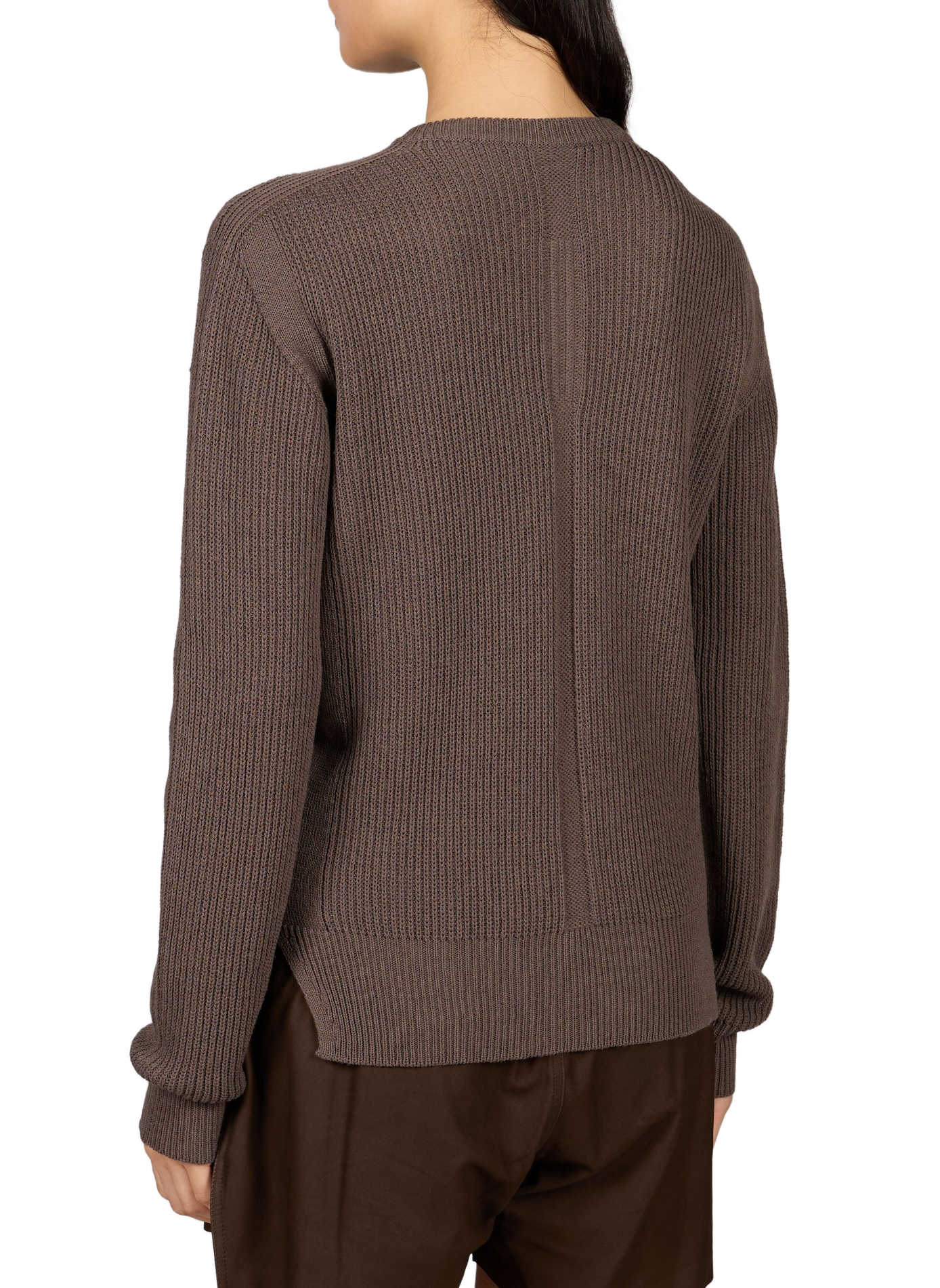 Pull mailles col rond en laine RICK OWENS Marron