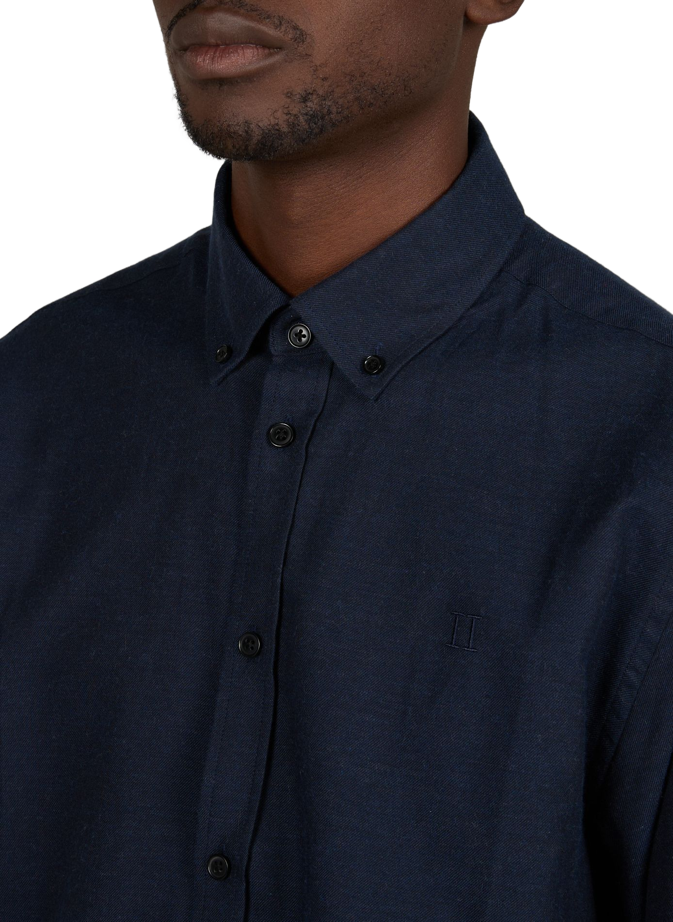 Shirt with straight American collar in plain color LES DEUX Blue