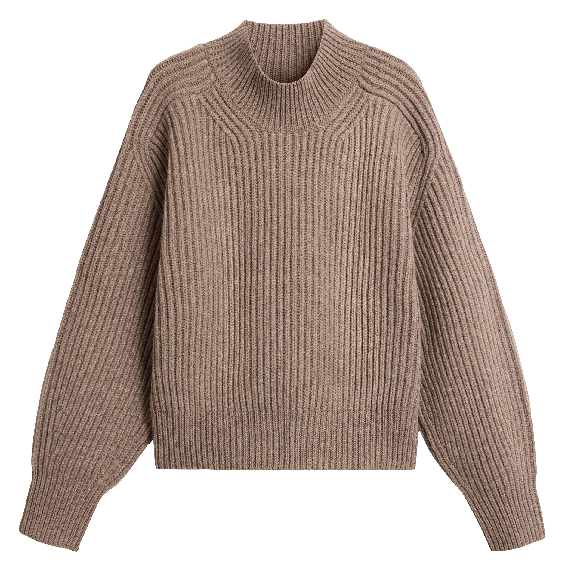 Pull oversize col montant en laine mérinos flamand SOEUR Beige