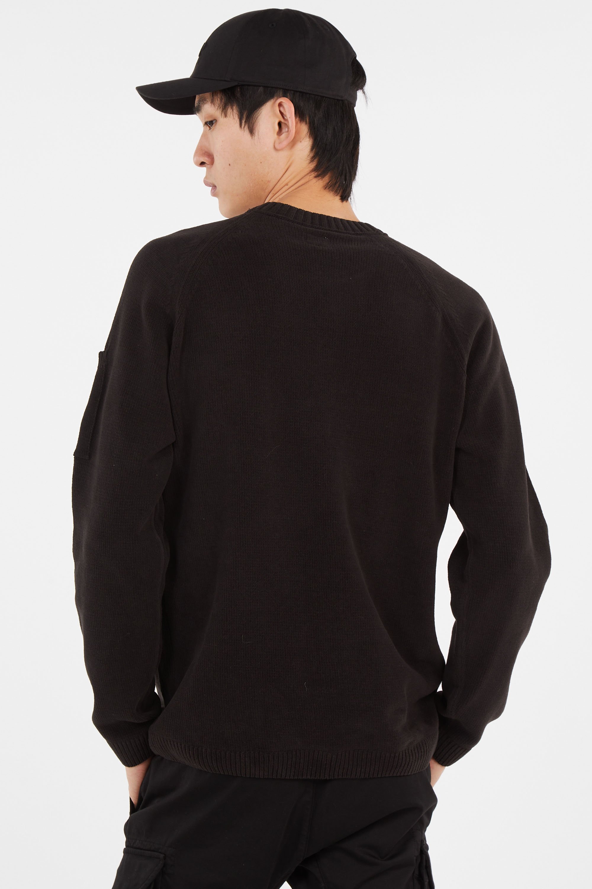 Pull cotton chenille crewneck lens sweater CP COMPANY Noir