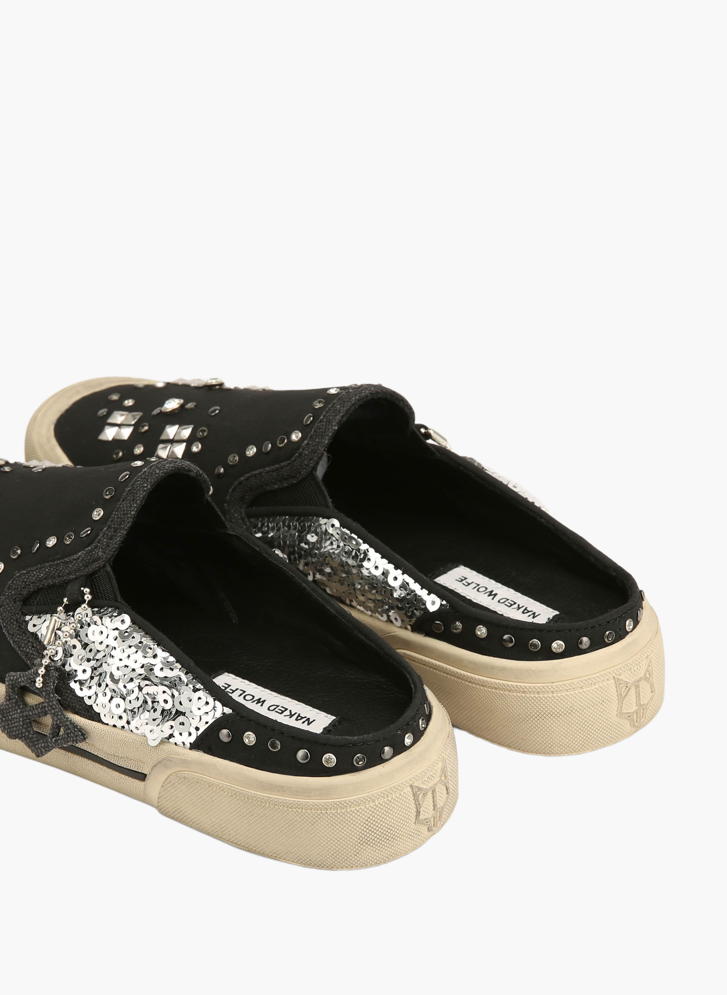 Militaire muiltjes met studs NAKED WOLFE Zwart