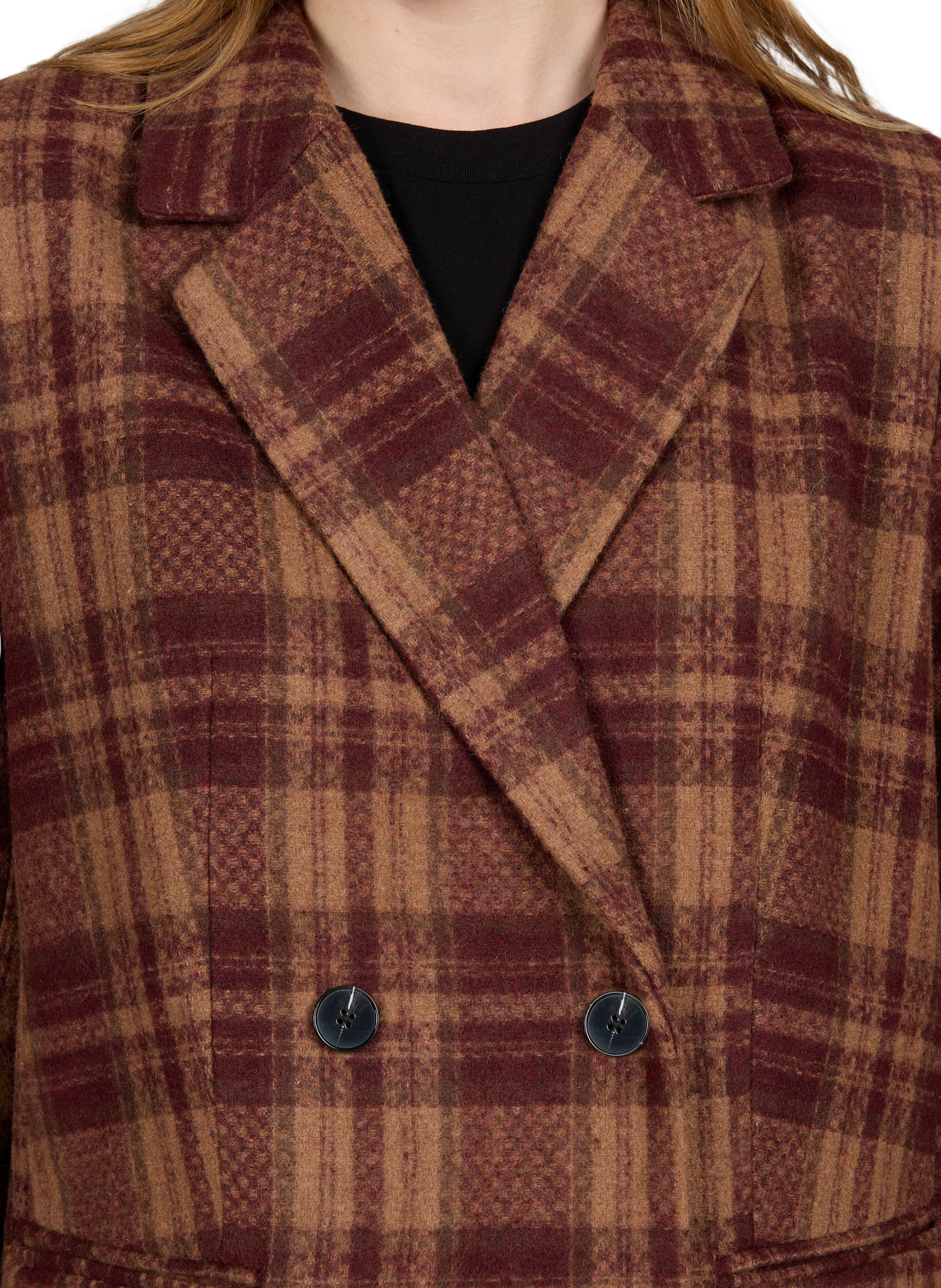 Checked Tailored-Collar Jacket VILA Red
