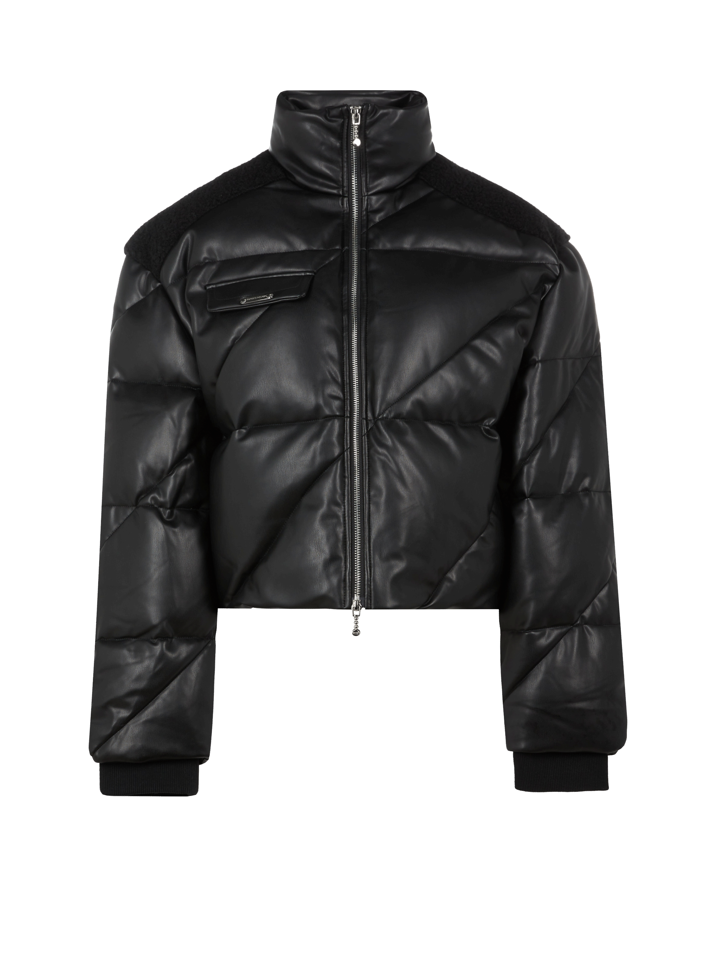 Doudoune en cuir vegan et laine mélangée