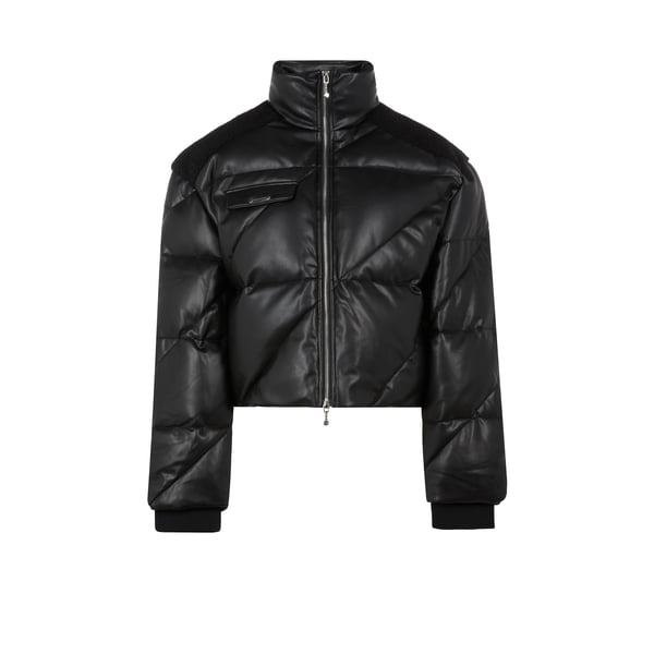 Doudoune en cuir vegan et laine mélangée