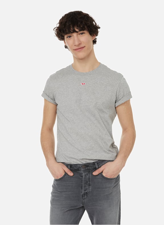 T-shirt à patch monogramme en coton Gris by DIESEL DIESEL T-shirt à patch monogramme en coton Gris