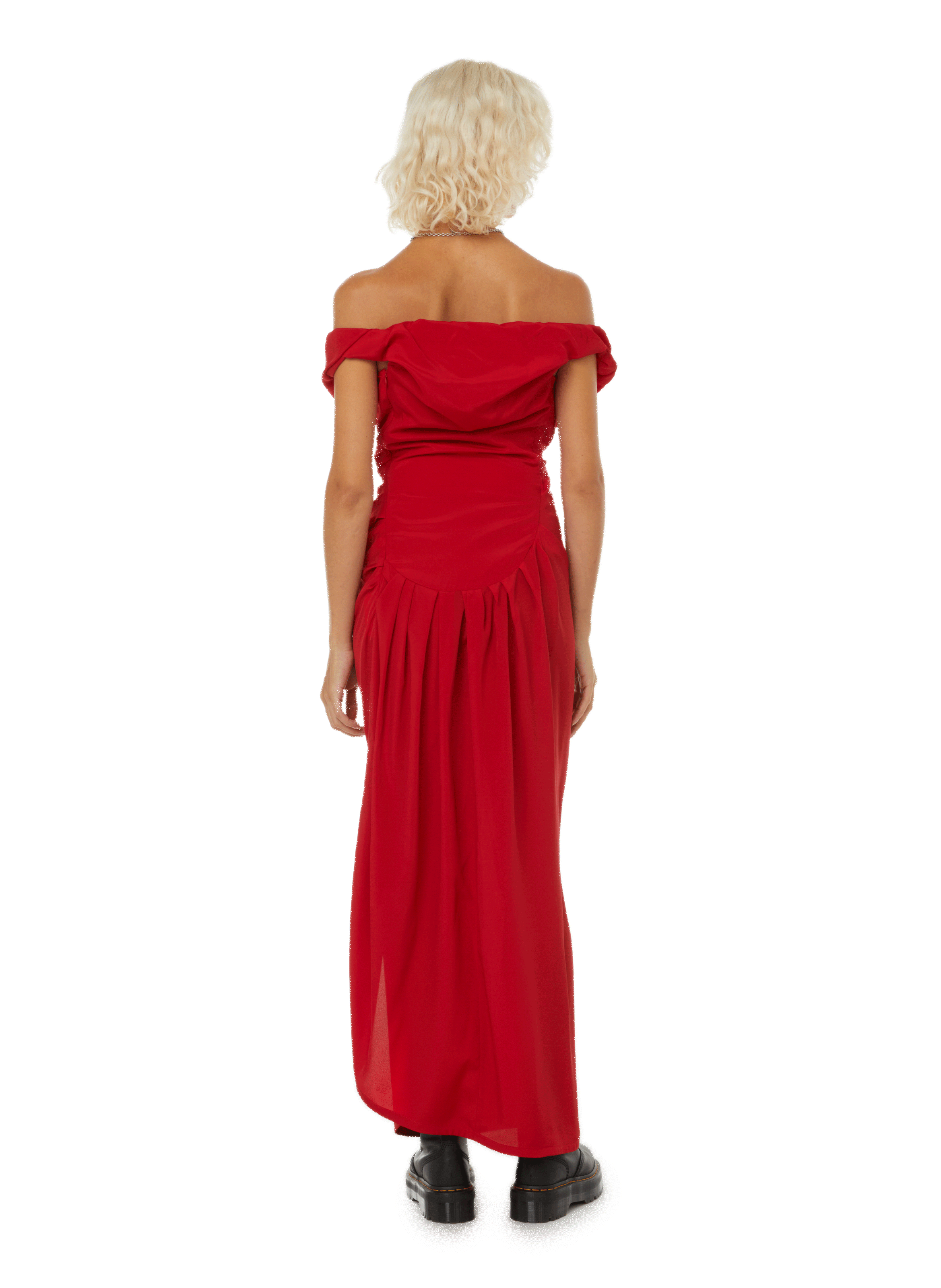 Vestido largo plisado de seda VIVIENNE WESTWOOD Rojo