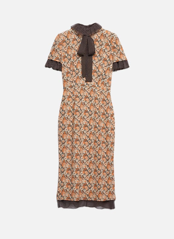 Robe en georgette imprimée Orange by PRADA PRADA Robe en georgette imprimée Orange