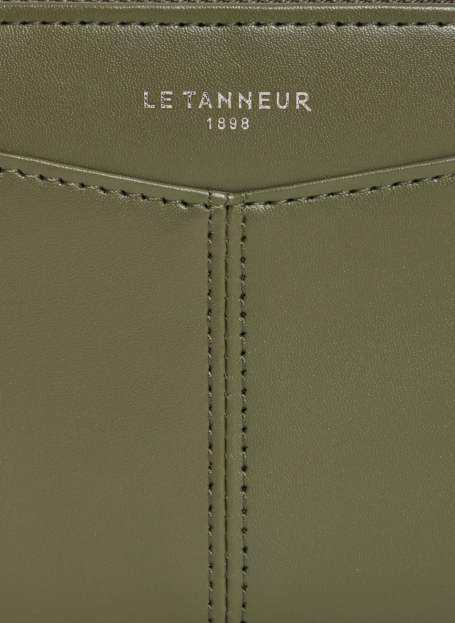 Porte monnaie zippé avec porte cartes amovible charlotte en cuir lisse LE TANNEUR Vert