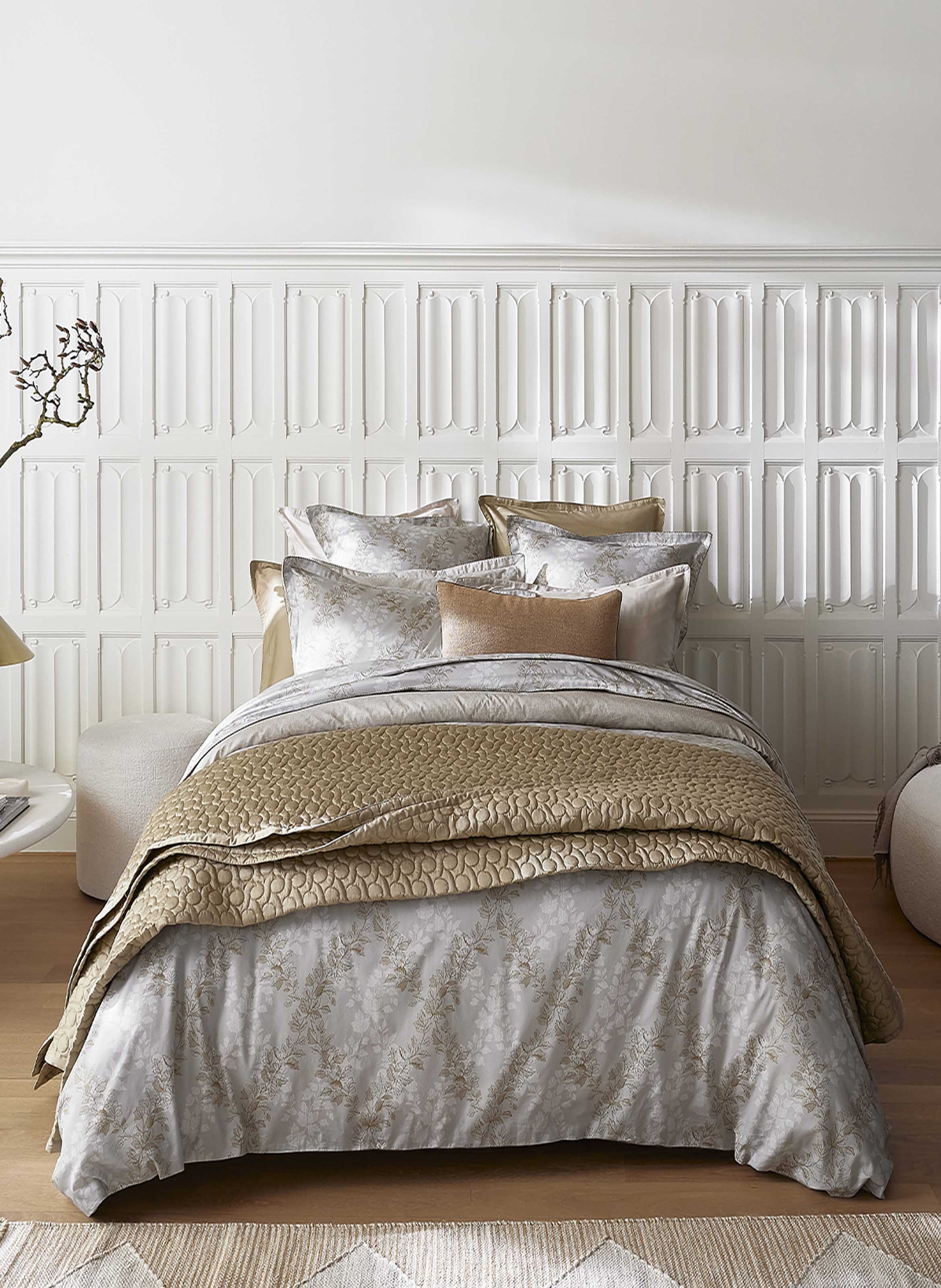 Housse de couette imprimée en satin de coton, rocaille ALEXANDRE TURPAULT Gris